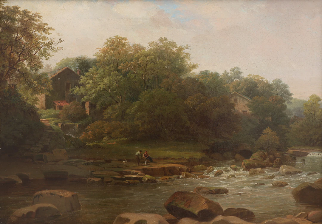 JAMES STOKELD (1827-1877). FIGURER VID VATTENDRAG, 1866.