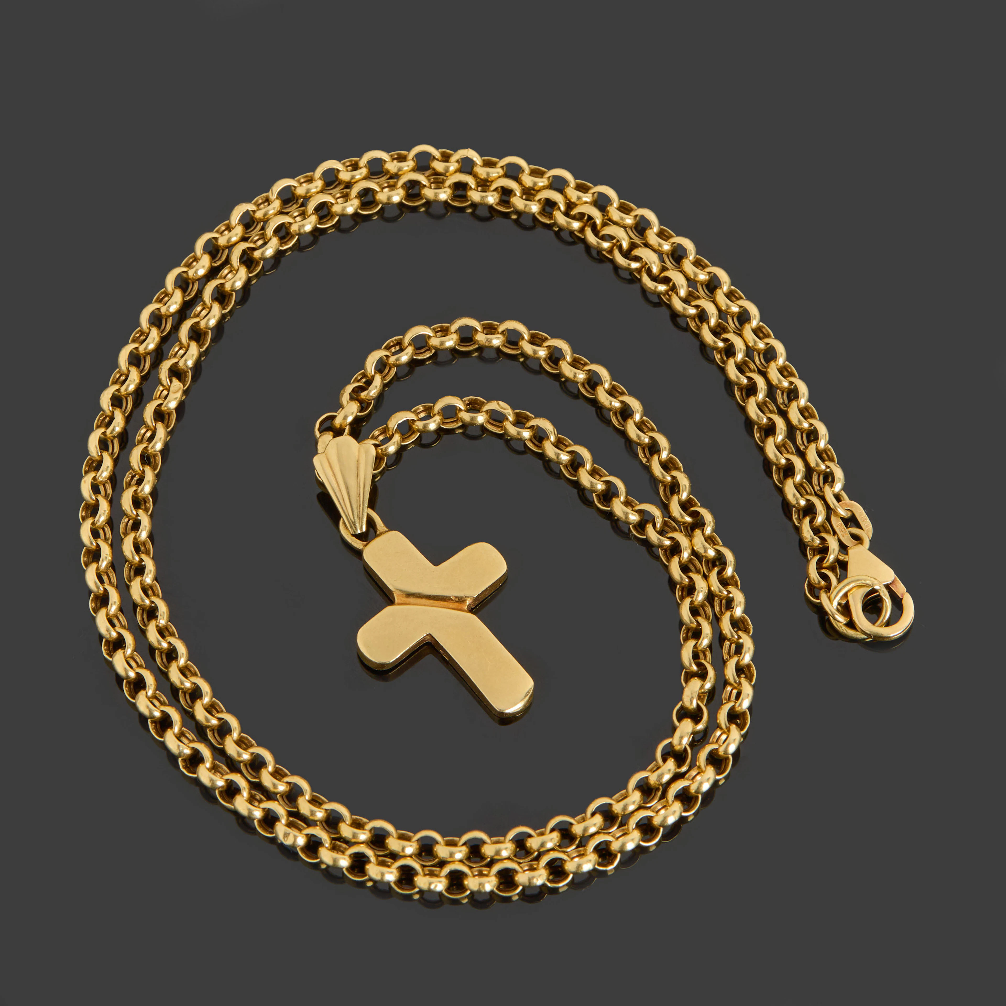 HALSKEDJSA MED HÄNGE, 18k guld, ärt-länk med ett hänge i form av ett kors.
