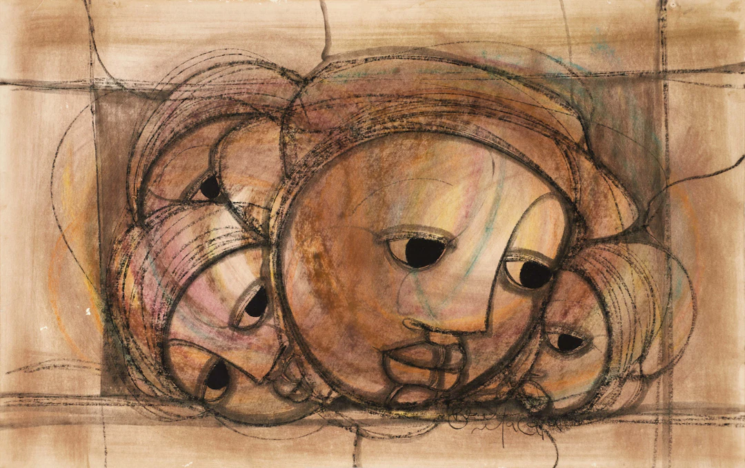 BEN MACALA (1937-1997). "Face", signerad, blandteknik på papper.