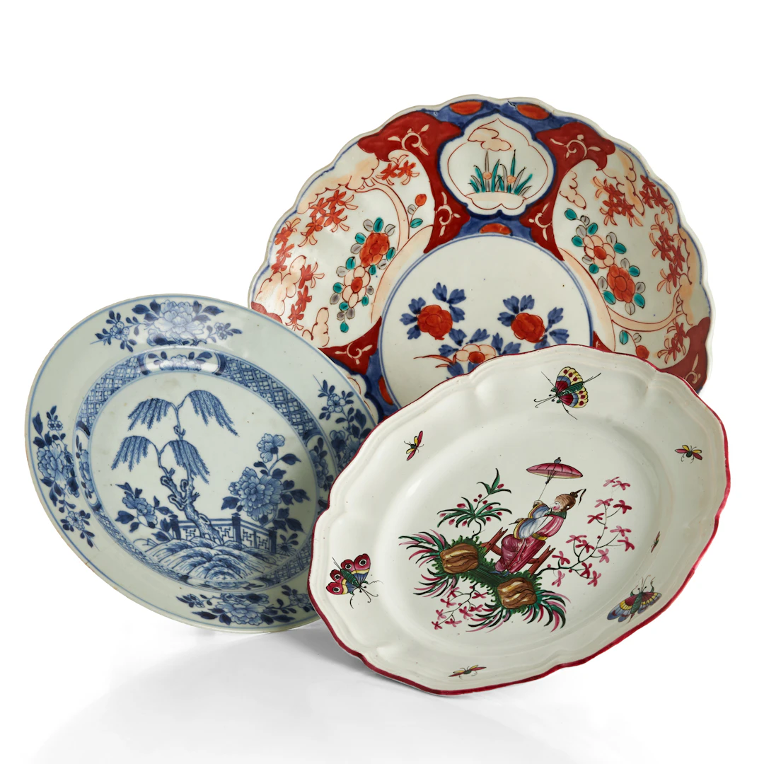 PARTI KERAMIK, porslin och fajans, Kina, Japan samt Frankrike, 17/1900-tal.