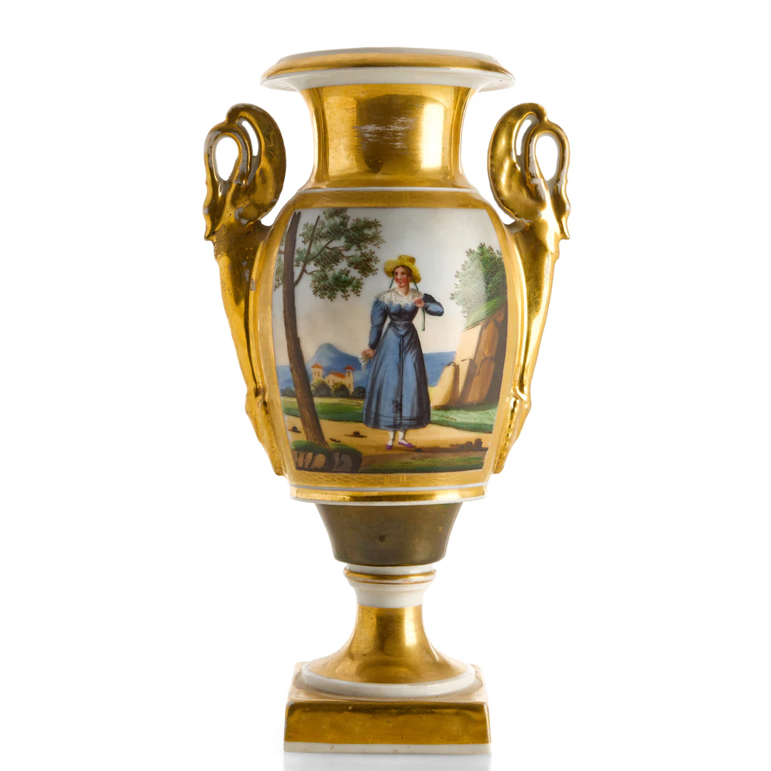 URNA, porslin, Frankrike, 1800-talets första hälft, Empire, målad