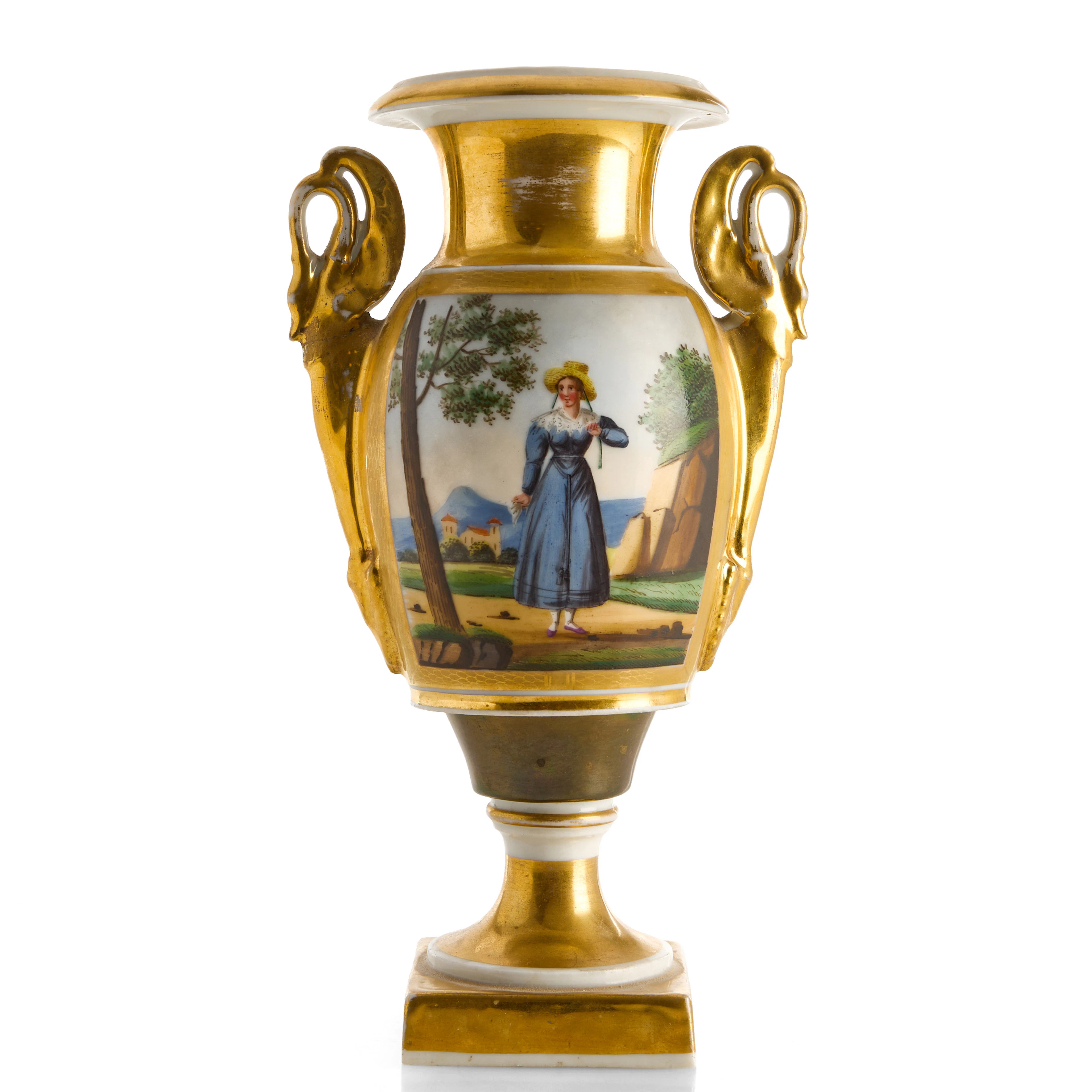 URNA, porslin, Frankrike, 1800-talets första hälft, Empire, målad