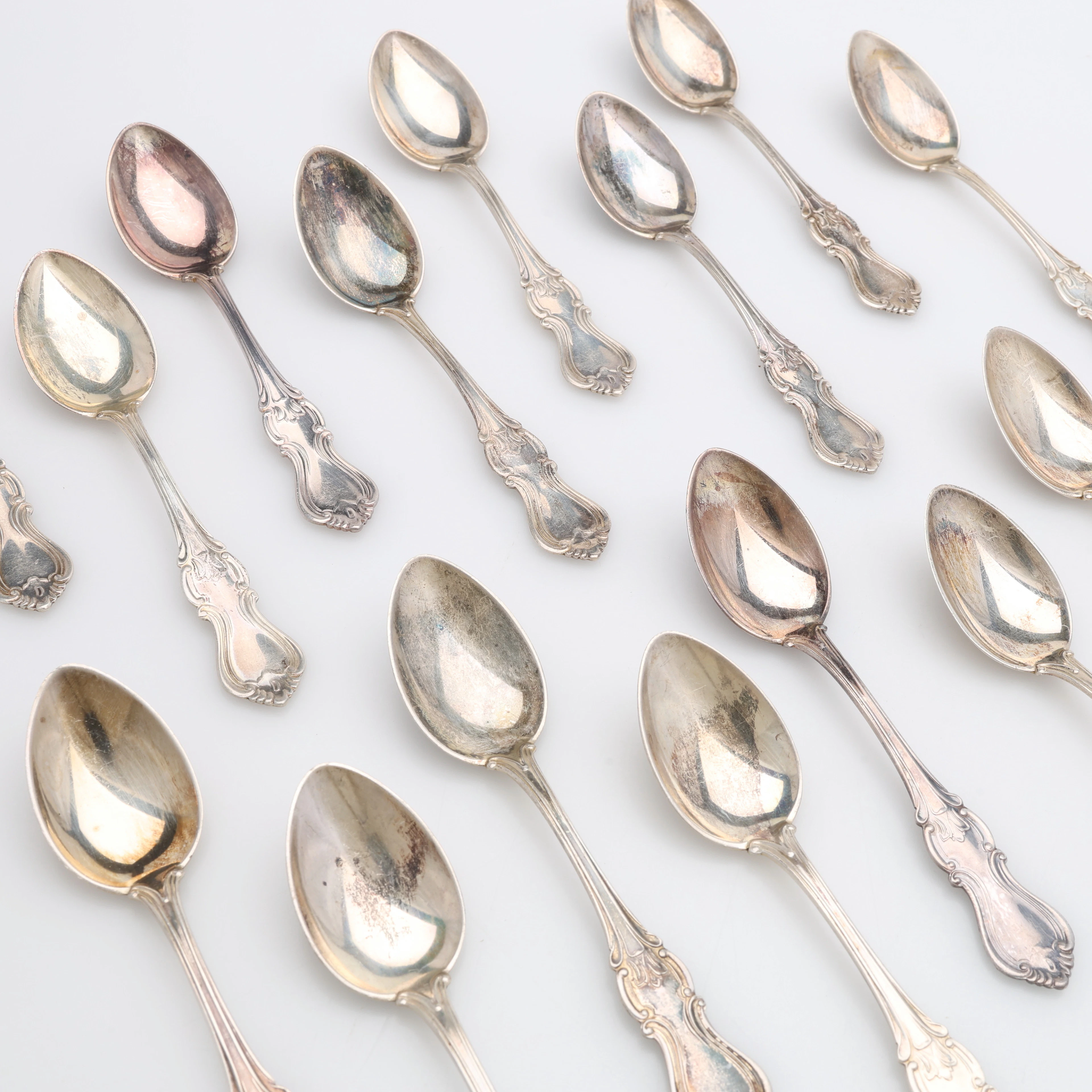 TESKEDAR, 15 STYCKEN, SILVER, MODELL "OLGA", CG. HALLBERG, TOTAL VIKT