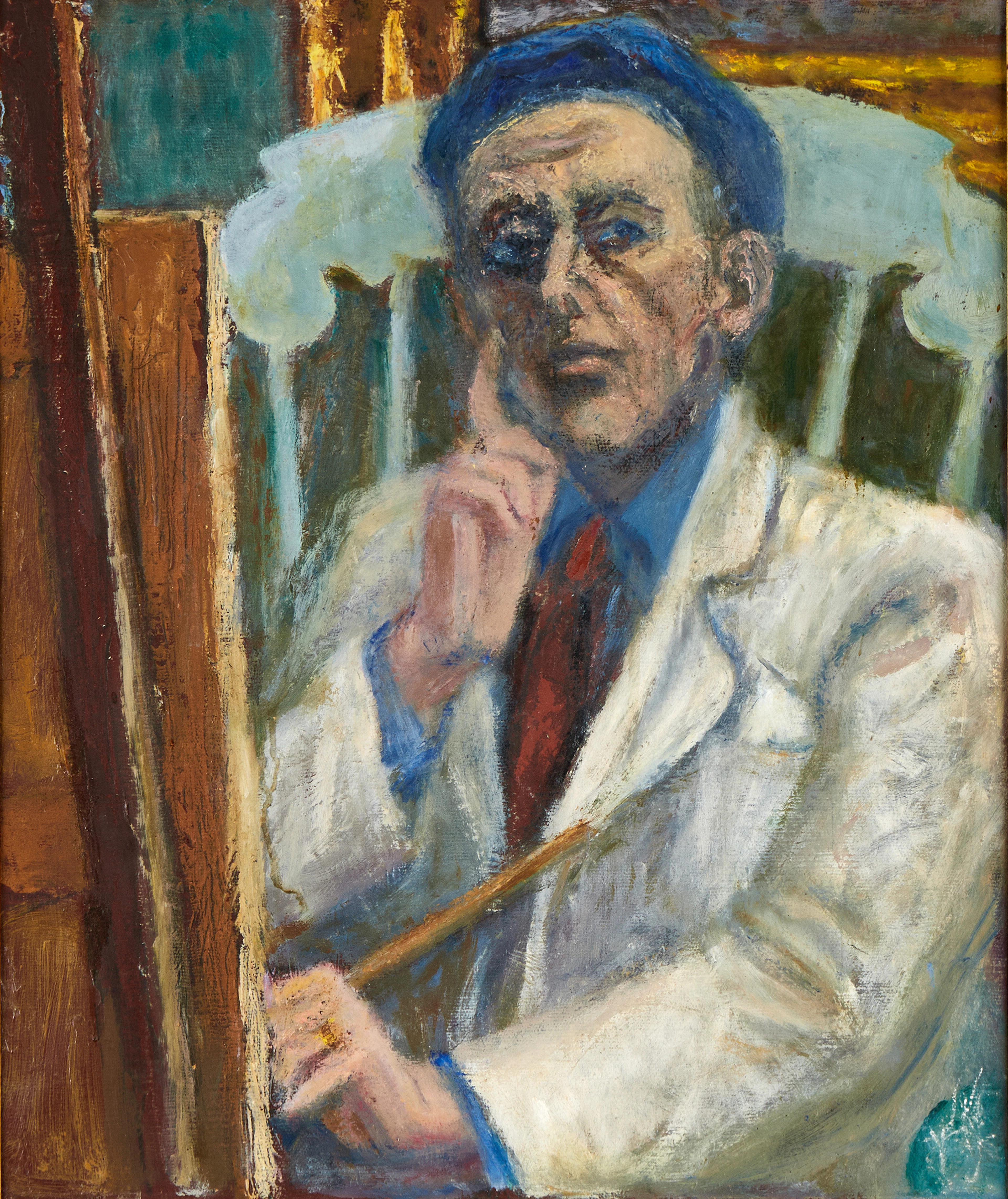 GERHARD GYLLENHAMMAR (1873–1968), tillskriven, Vid staffliet, olja på duk.