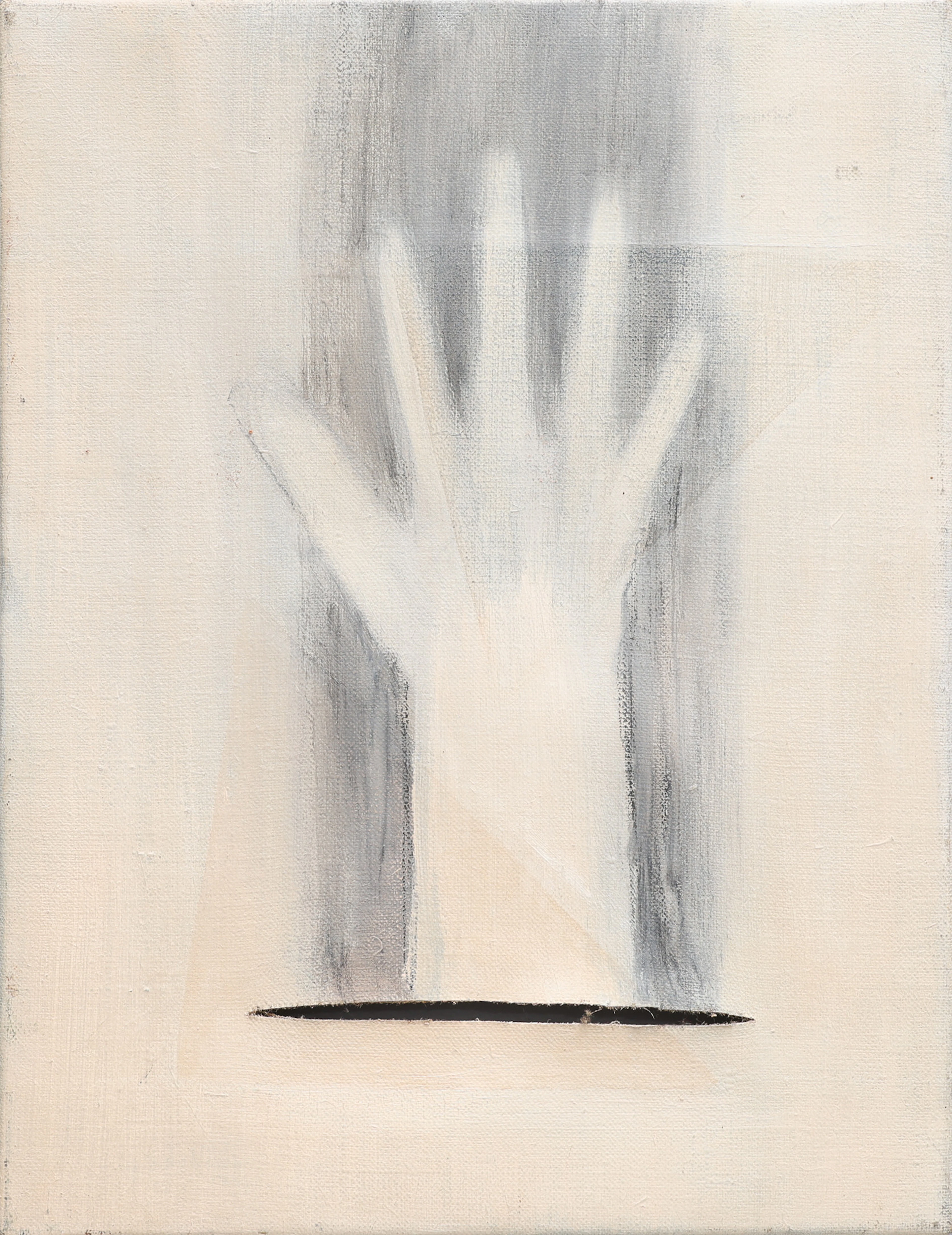 STINA EBERS 1962-2025. OLJA PÅ DUK MED SNITT, KOMPOSITION, OSIGNERAD.