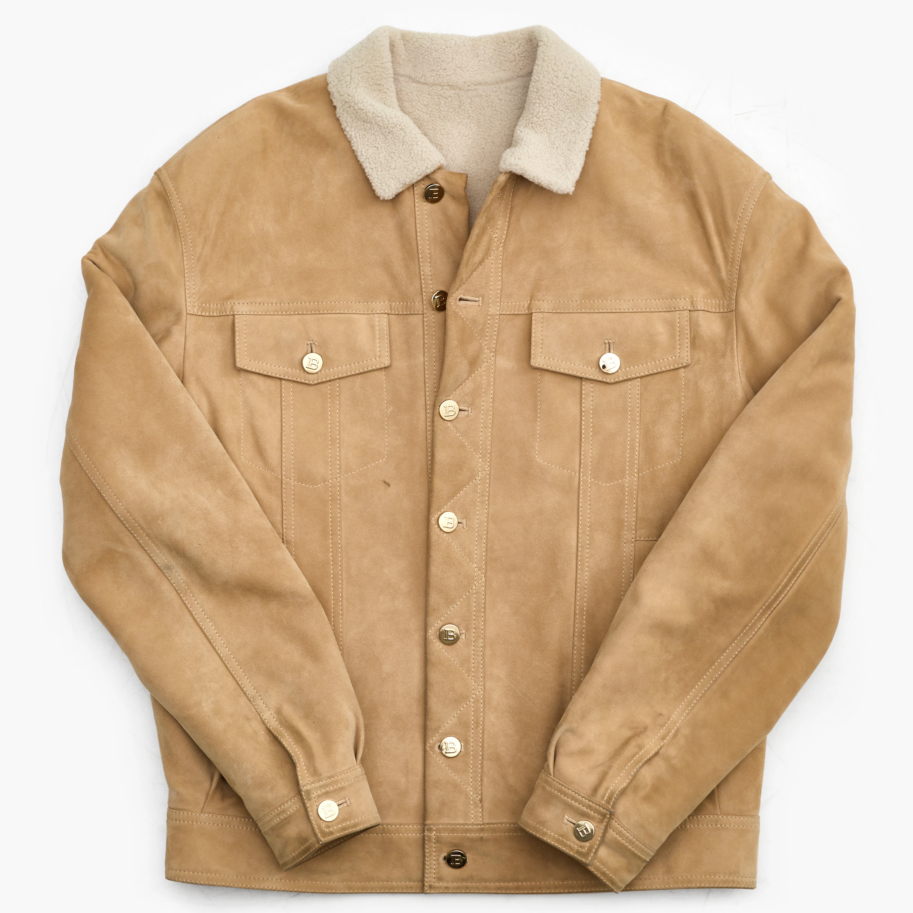 BALMAIN, shearling jacka i lammskinn, strl 50.
