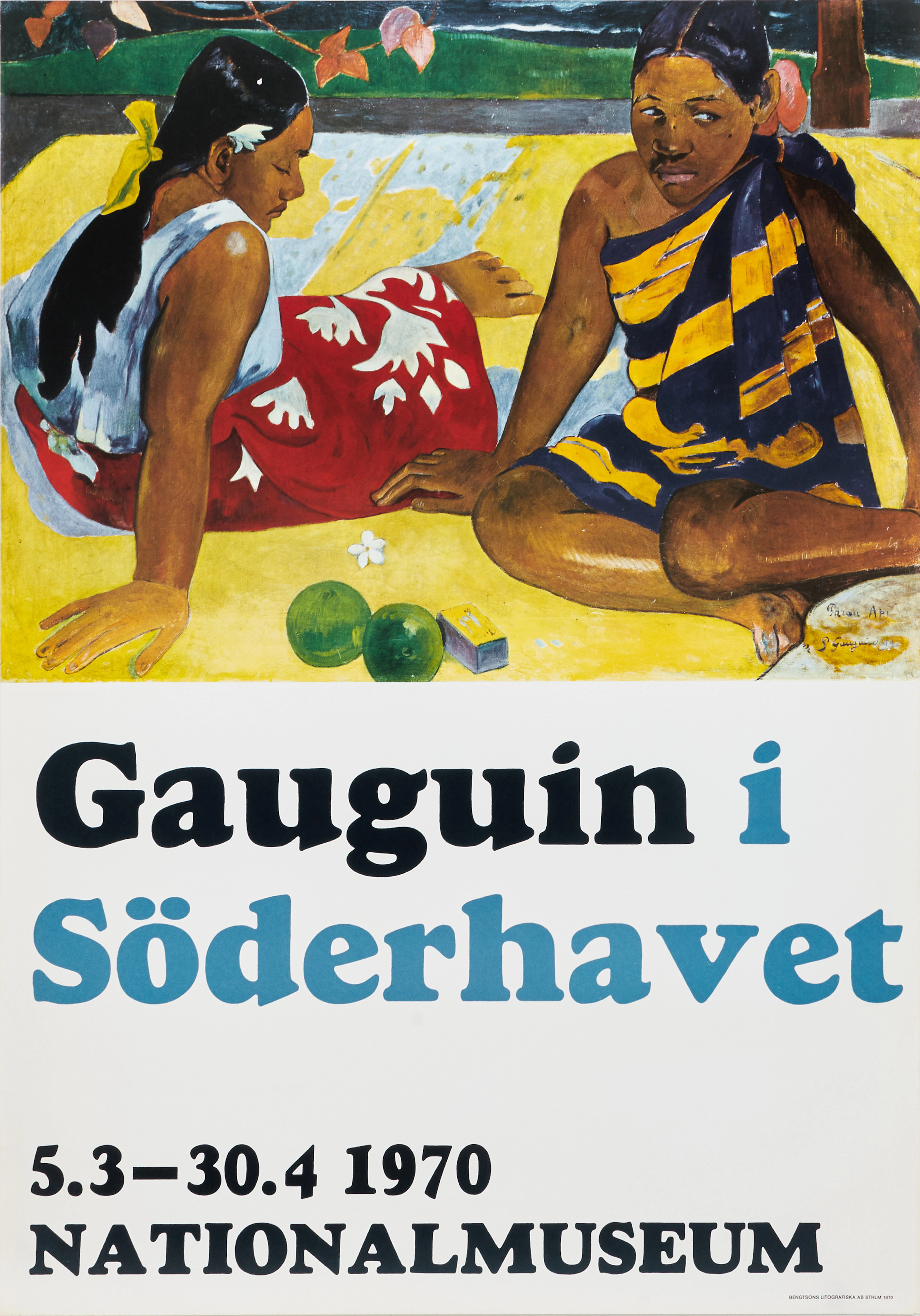 PAUL GAUGUIN. Utställningsaffisch, "Parau Api", Gauguin i Söderhavet