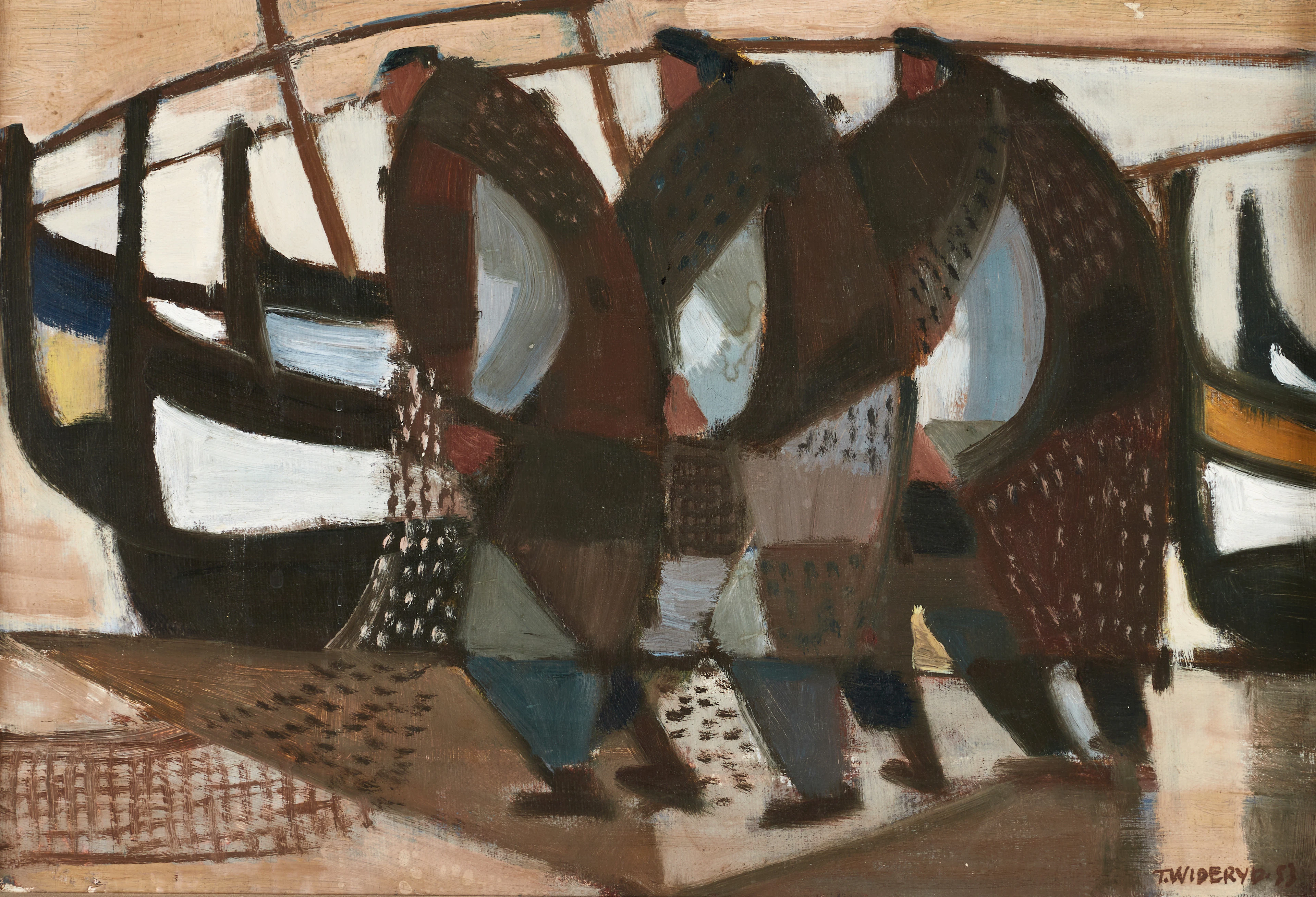 TORE WIDERYD (1908-1992) "Fiskare", signerad och daterad T. Wideryd