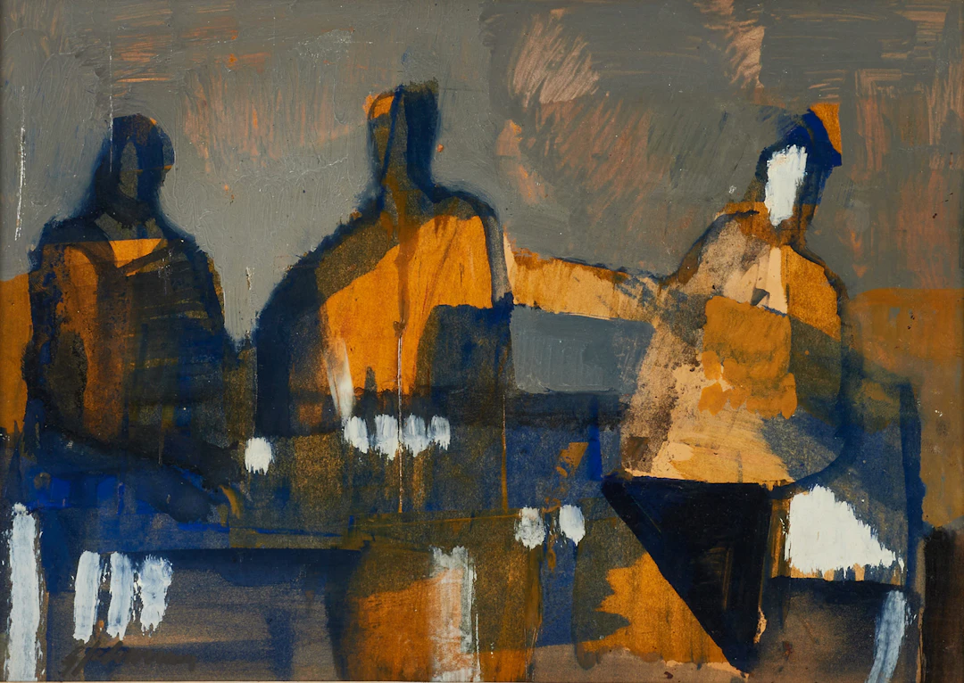 GUNNAR JOHNSSON (1917-2007), På restaurang, signerad, olja på pannå.