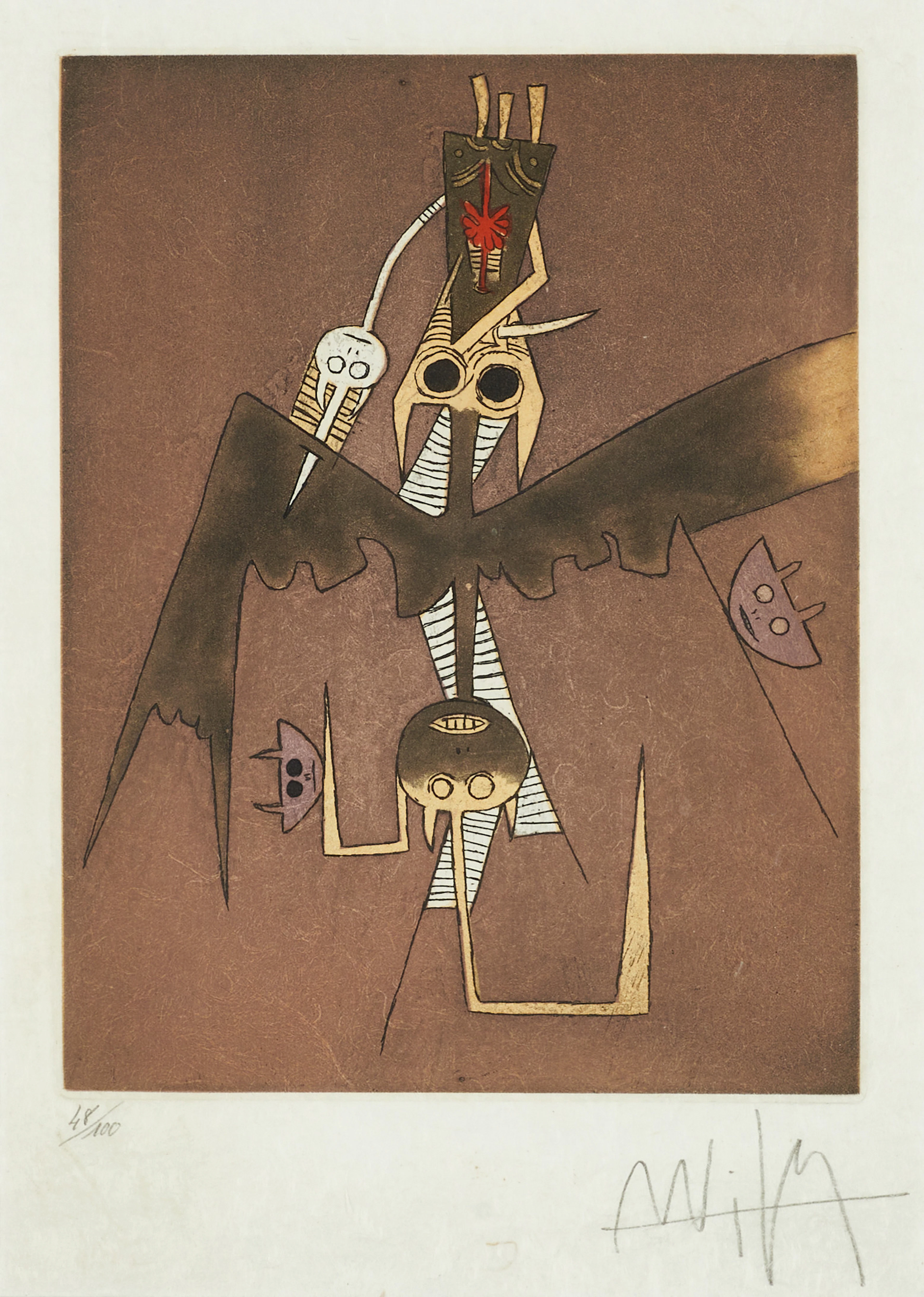 WIFREDO LAM. "Hommage a Lam", signerad och numrerad 48/100, färgetsning