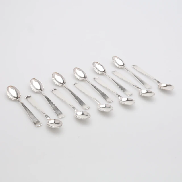 JACOB ÄNGMAN. KAFFESKEDAR, SILVER, 12 ST, "ROSENHOLM", GAB, 1967, totalt 198 g.