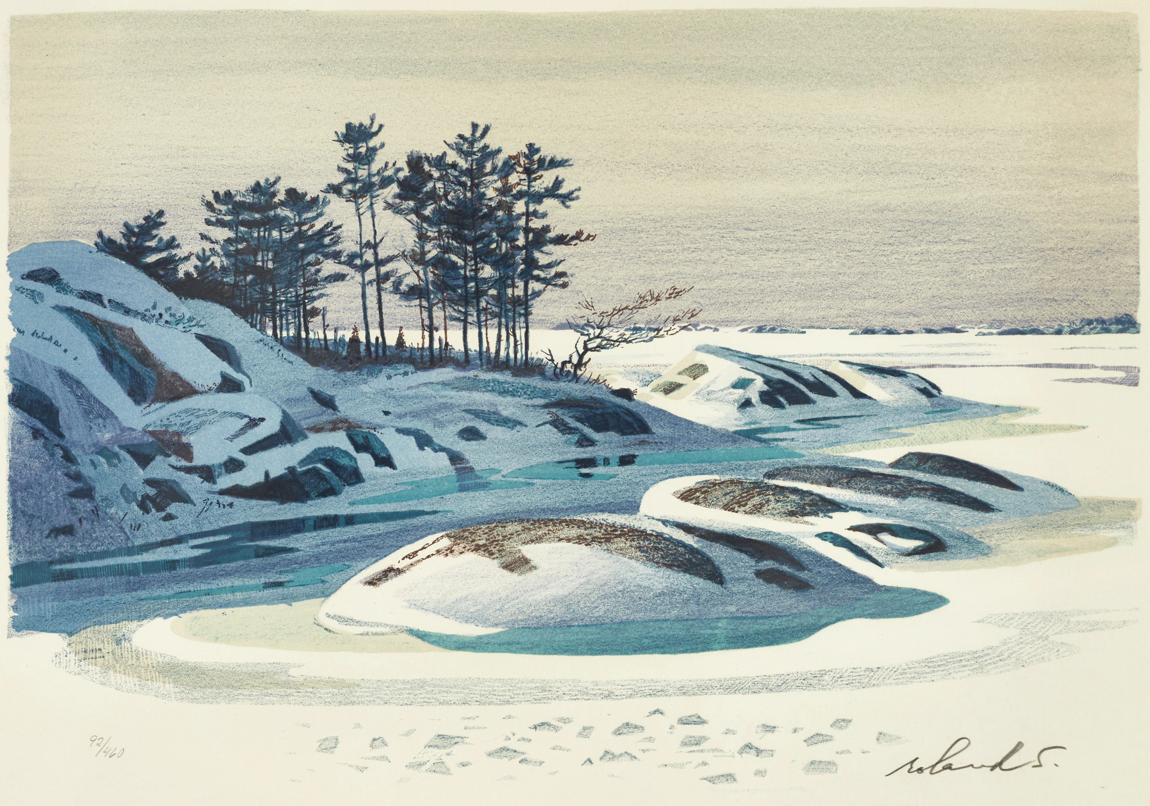 ROLAND SVENSSON (1910-2003). "Kall soldag", signerad och numrerad