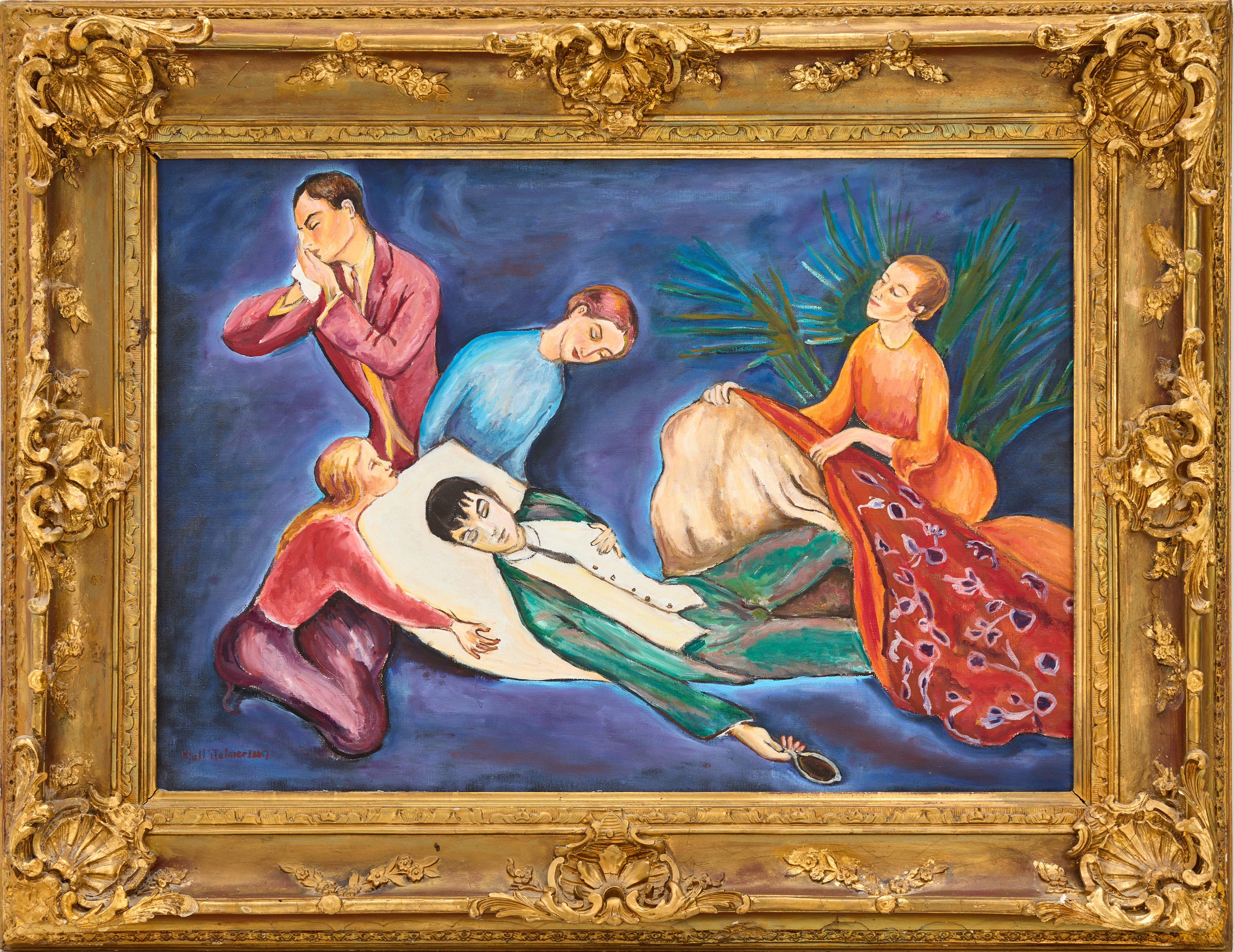 RAM med förgylld dekor av rocaille och blommor, 1900-talets första