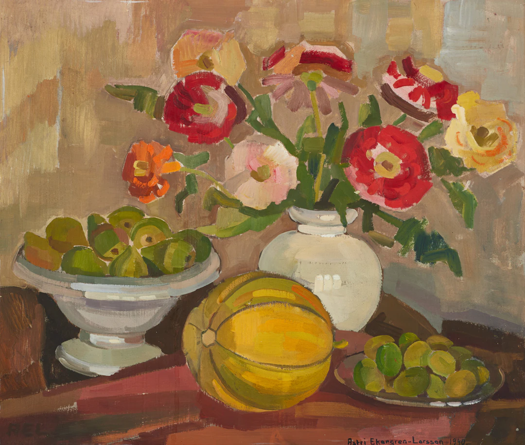 ASTRI EKENGREN-LARSSON (Överselö 1898- 1990 Vittsjö). Stilleben med