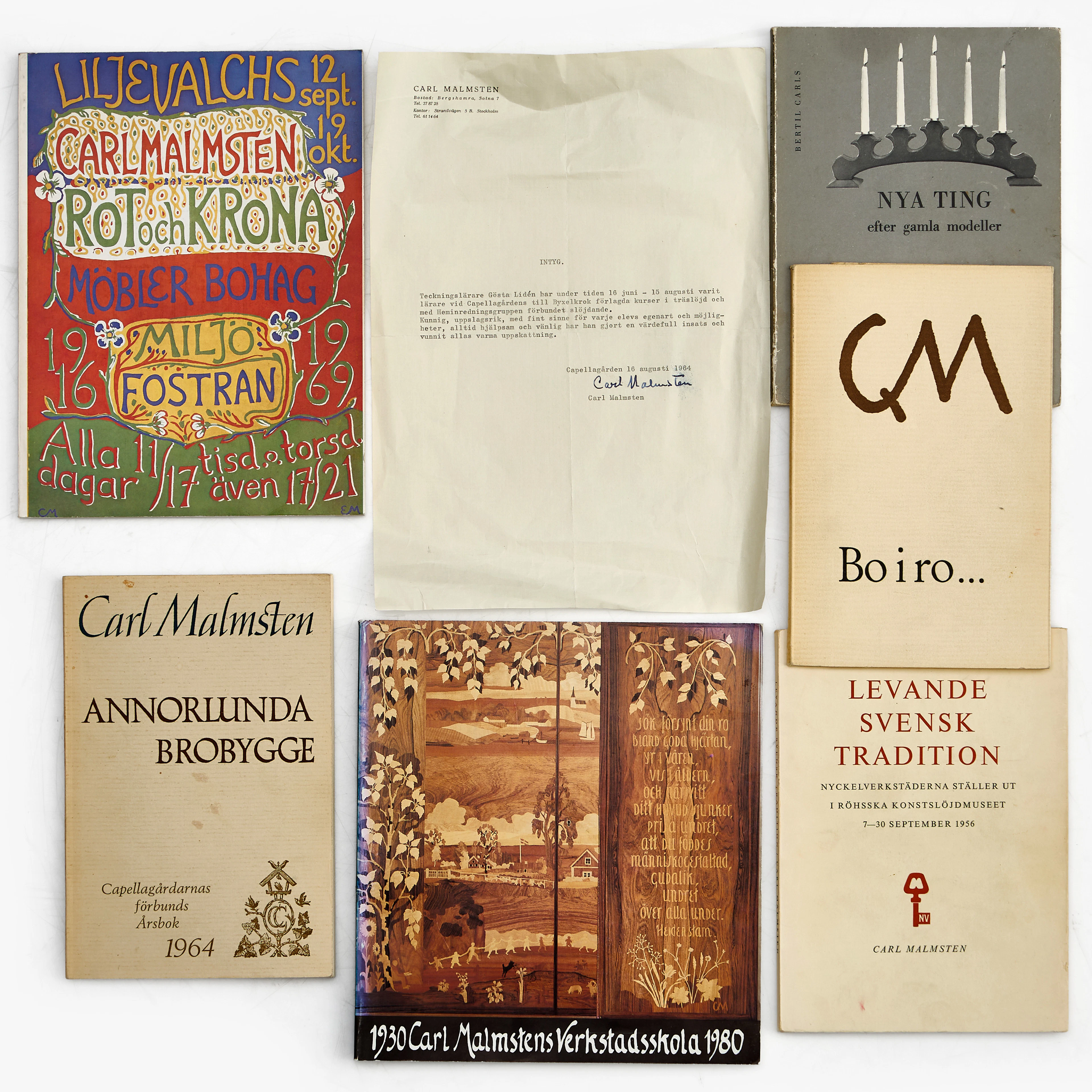 CARL MALMSTEN (1888–1972). Litteratur (7 delar).
