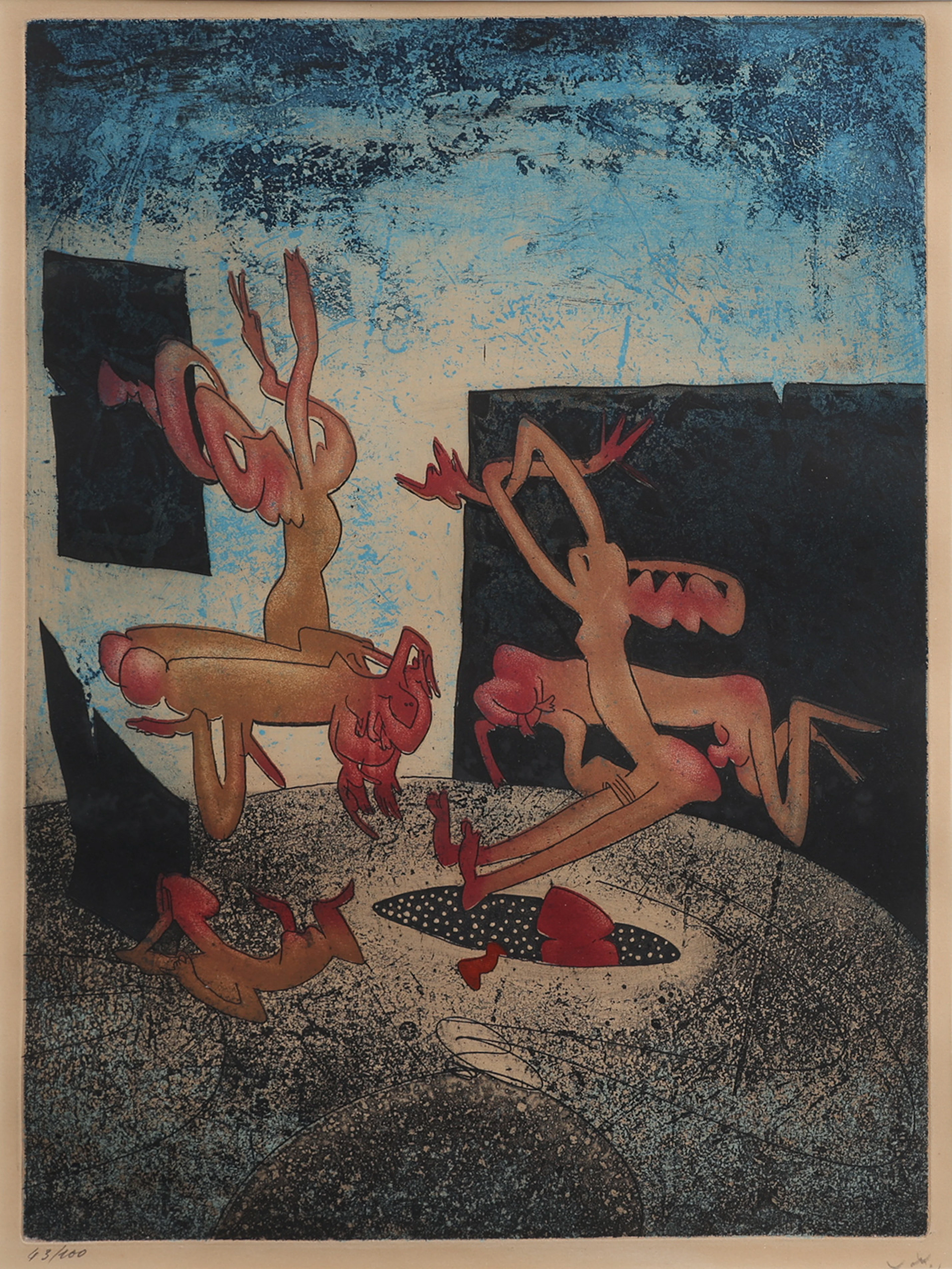 ROBERTO MATTA. ETSNING OCH AKVATINT BLAD 8 UR "LA DANSE DE LA MORT"