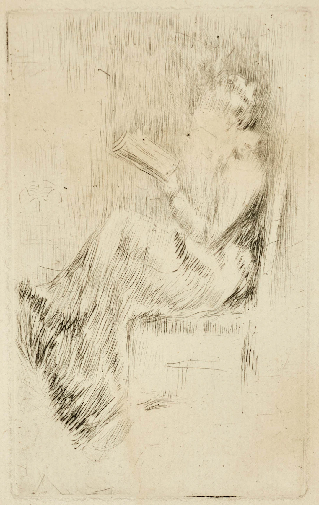 JAMES ABBOT MCNEILL WHISTLER (1834-1903), "Reading a Book", torrnål 1873-74.