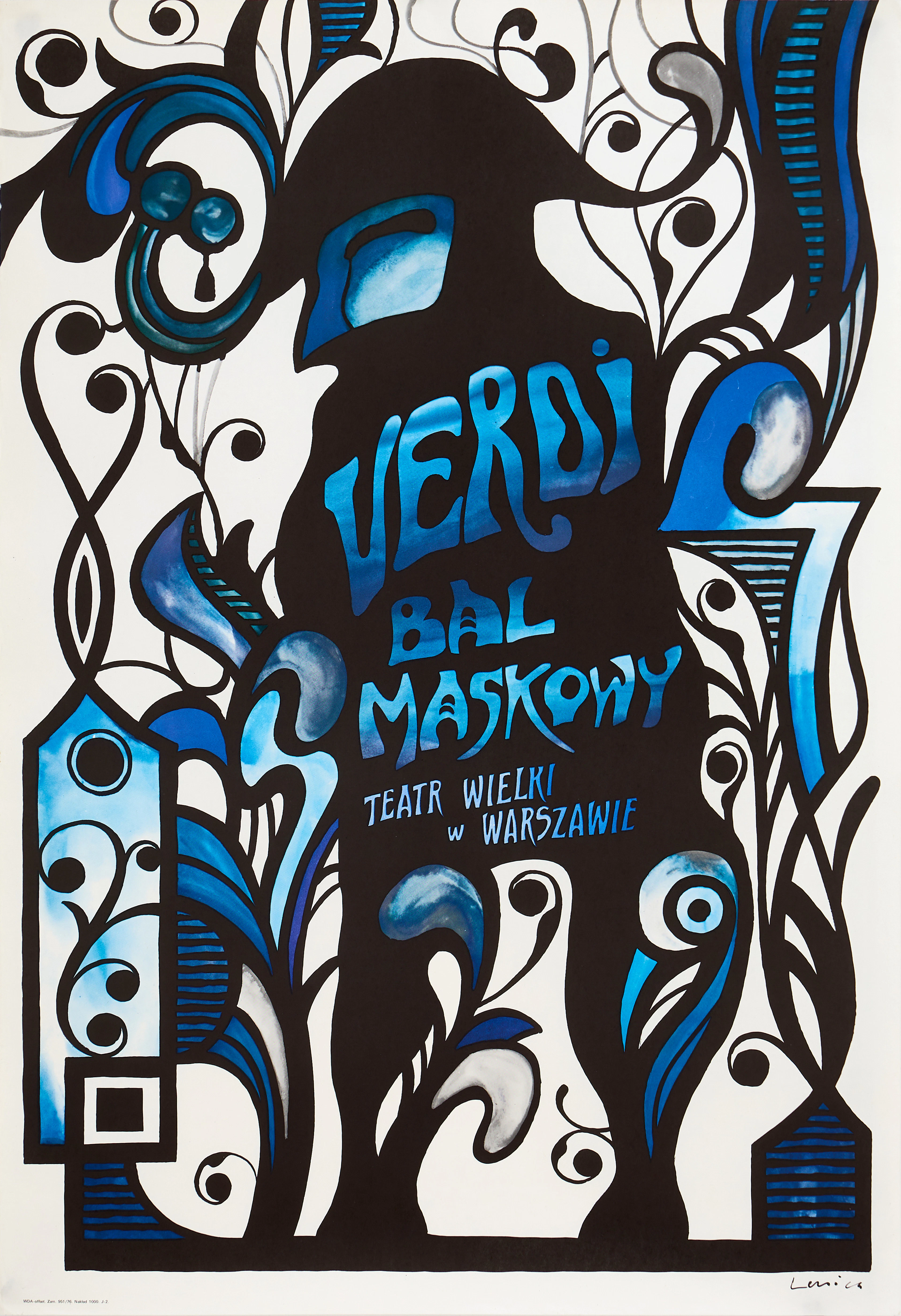 JAN LENICA (Polen, 1928–2001). Teateraffisch, "Verdi Bal Maskowy"