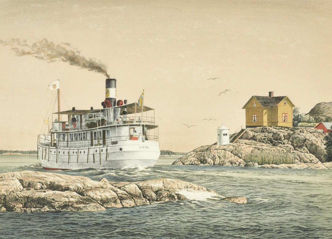 REINHOLD LJUNGGREN (SVERIGE, 1920–2006). Diana utanför Julaftons fyr