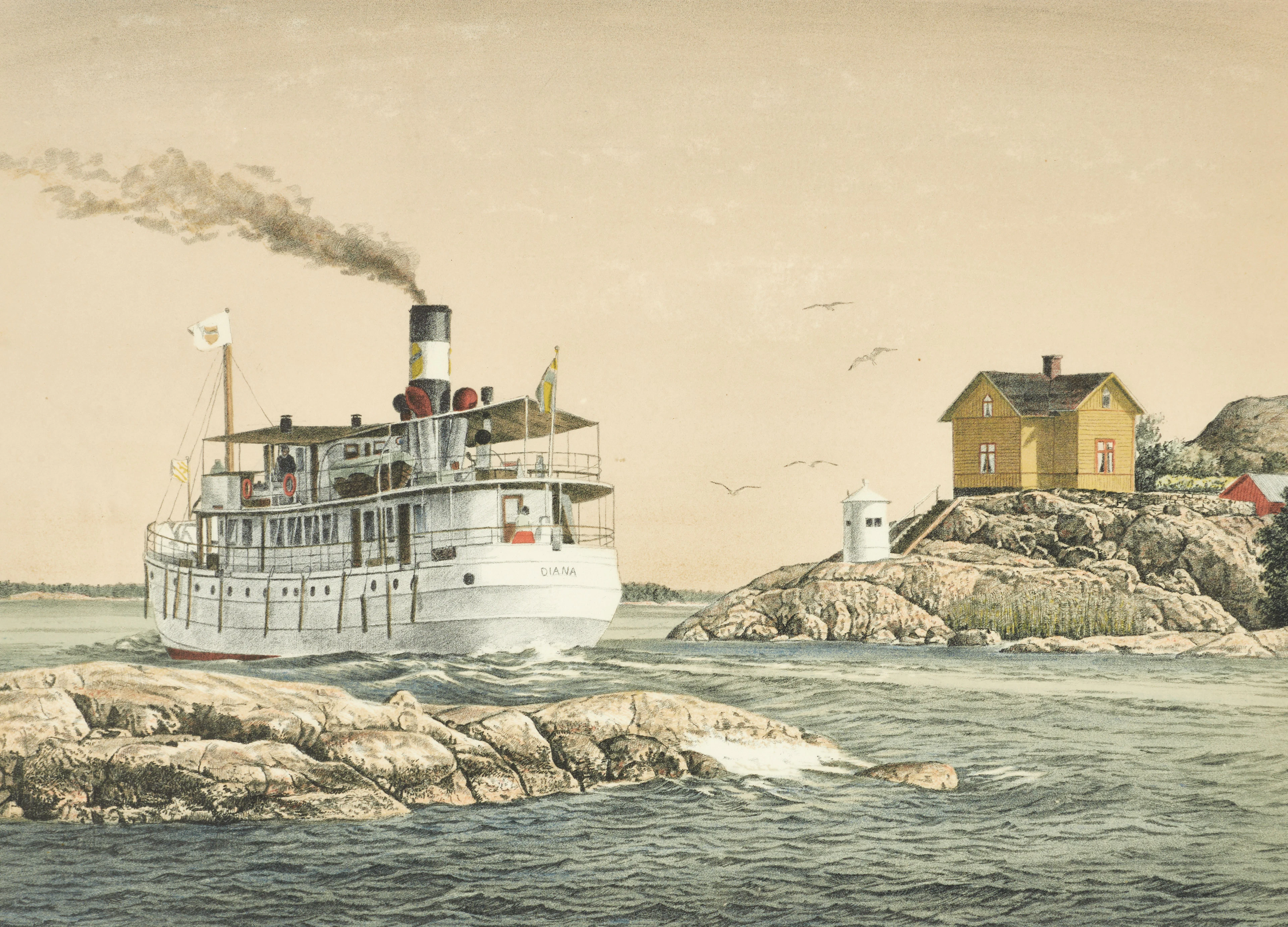 REINHOLD LJUNGGREN (SVERIGE, 1920–2006). Diana utanför Julaftons fyr