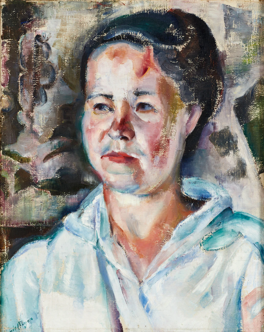 EMIL OLSSON. "Edith porträtt" 1917, signerad, olja på duk.