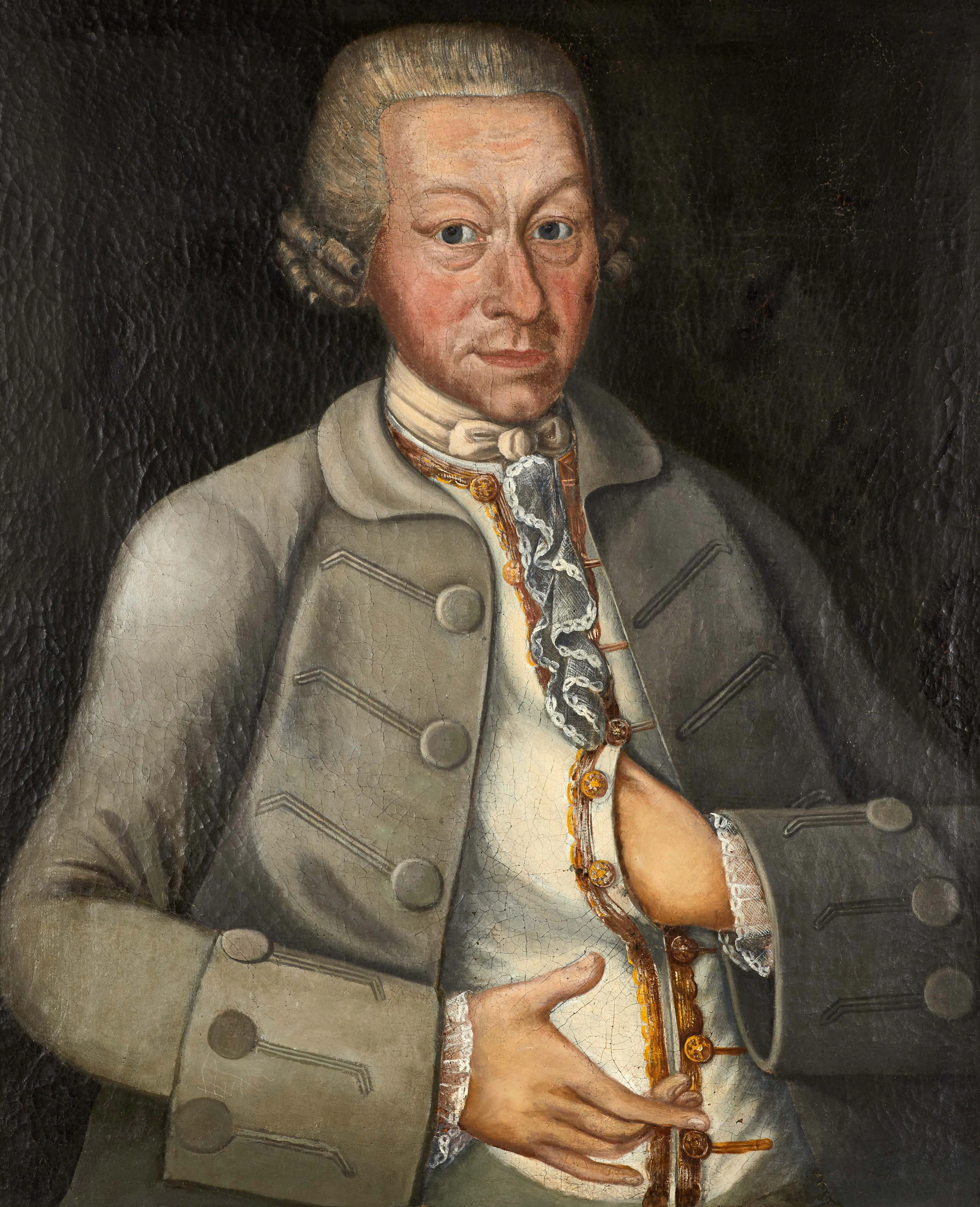 OKÄND KONSTNÄR. Mansporträtt, osignerat, olja på duk, 1700-talets senare del.