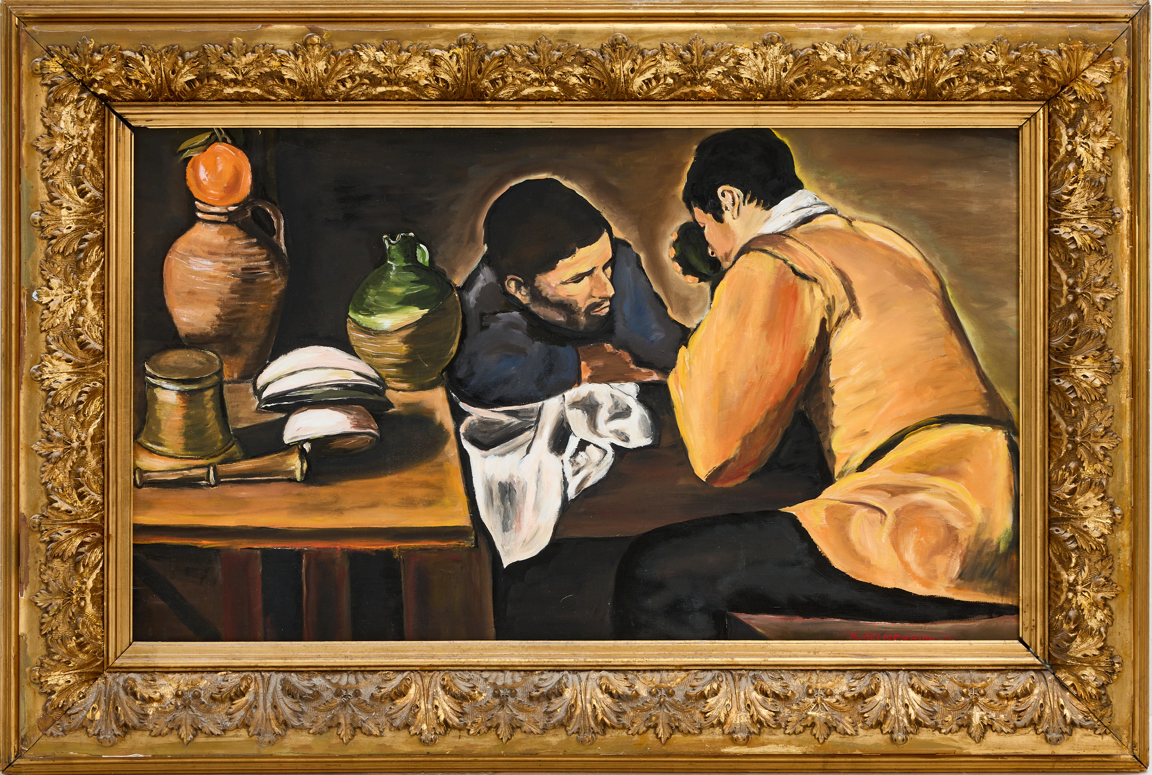 KJELL HELMERSSON (1935-2025). Kopia efter "Two Young Men Eating At