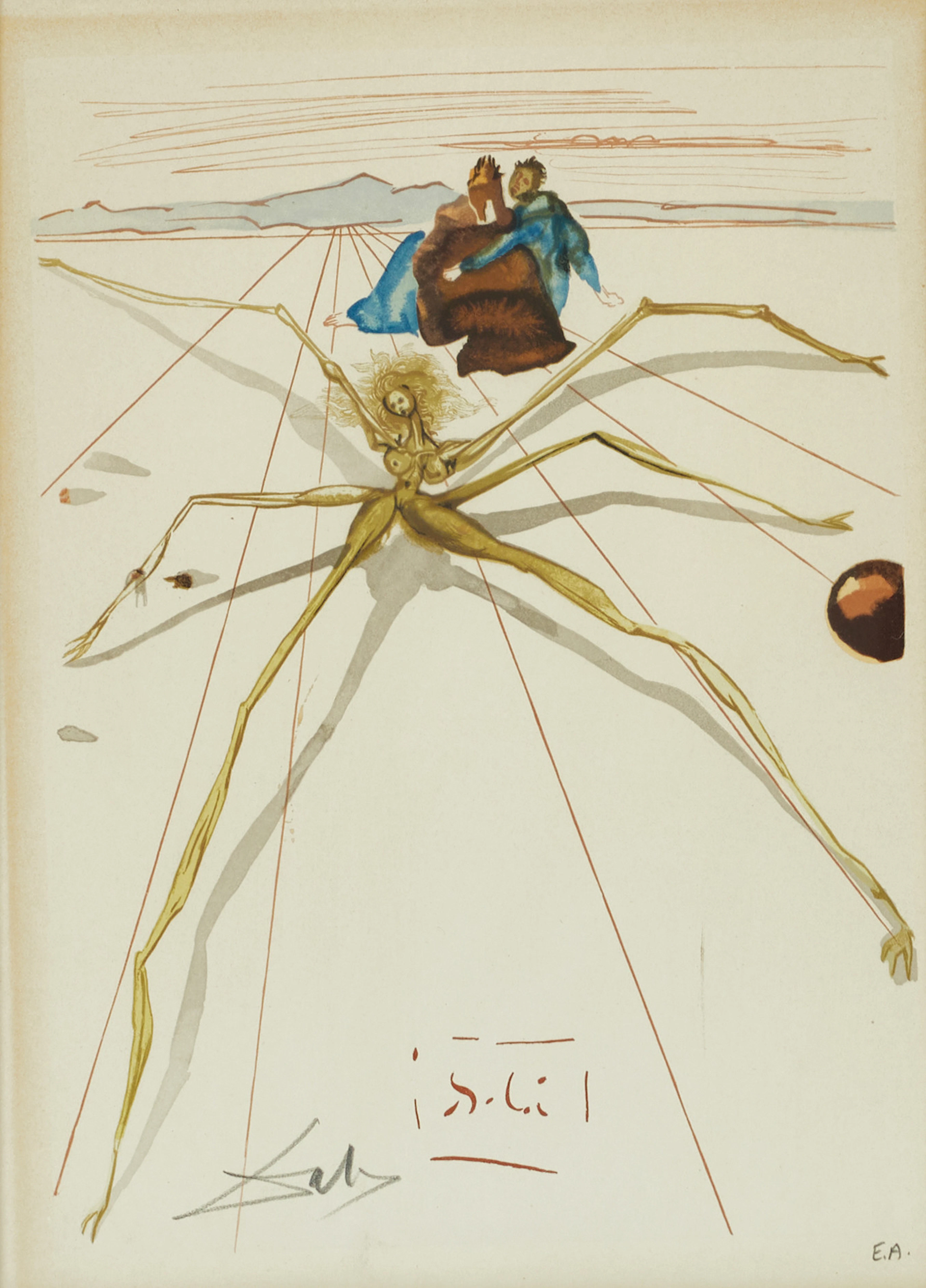 SALVADOR DALÍ. EFTER. Komposition med Arachne, ur Den gudomliga komedin
