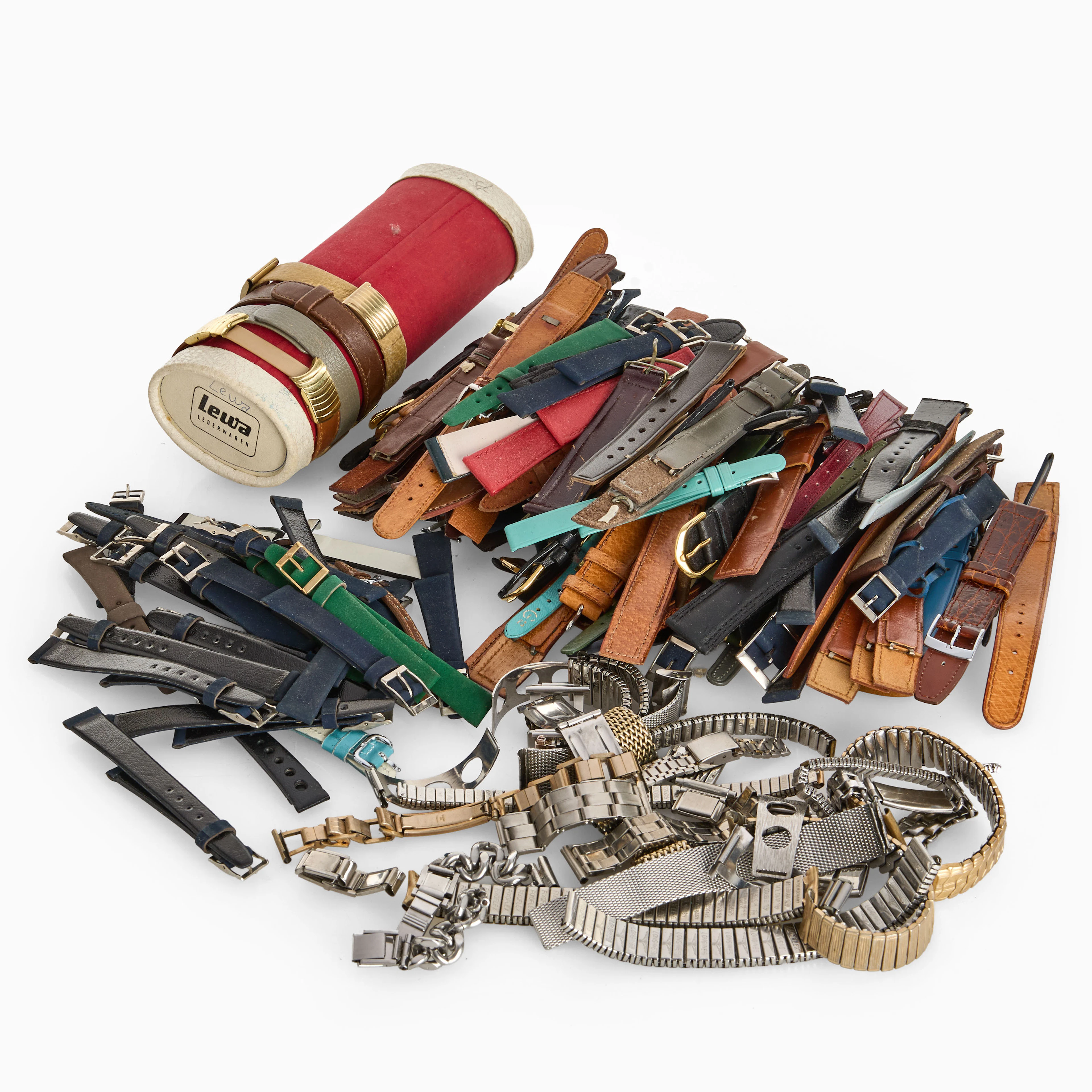 STOR SAMLING KLOCKARMBAND, olika ålder och material, främst läder