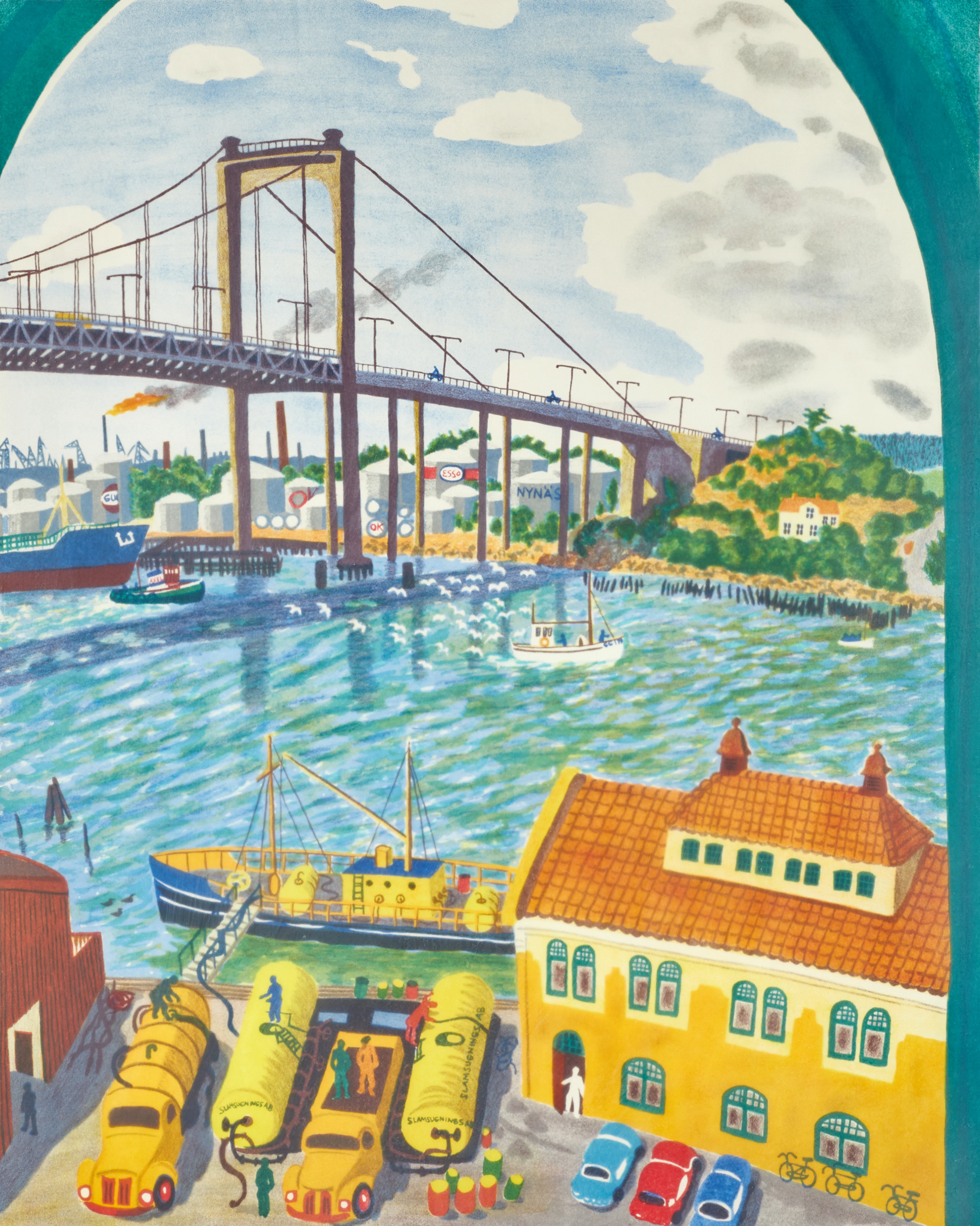 MONA HUSS WALIN (SVERIGE, FÖDD 1944). Älvsborgsbron, Göteborg, signerad