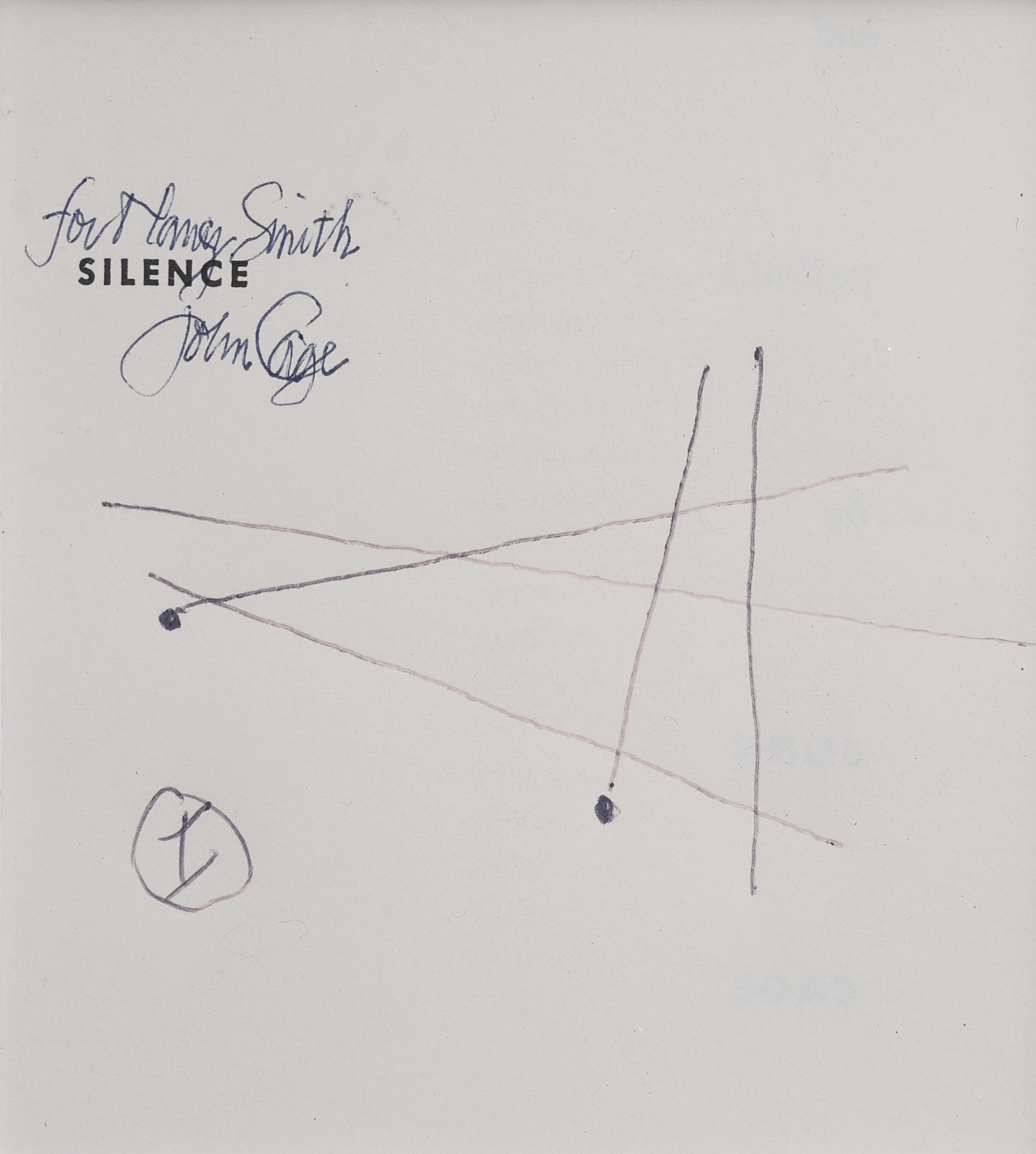 JOHN CAGE. BLÄCK PÅ PAPPER, NOTCITAT UR "VARIATIONS I", O. 1961 ELLER
