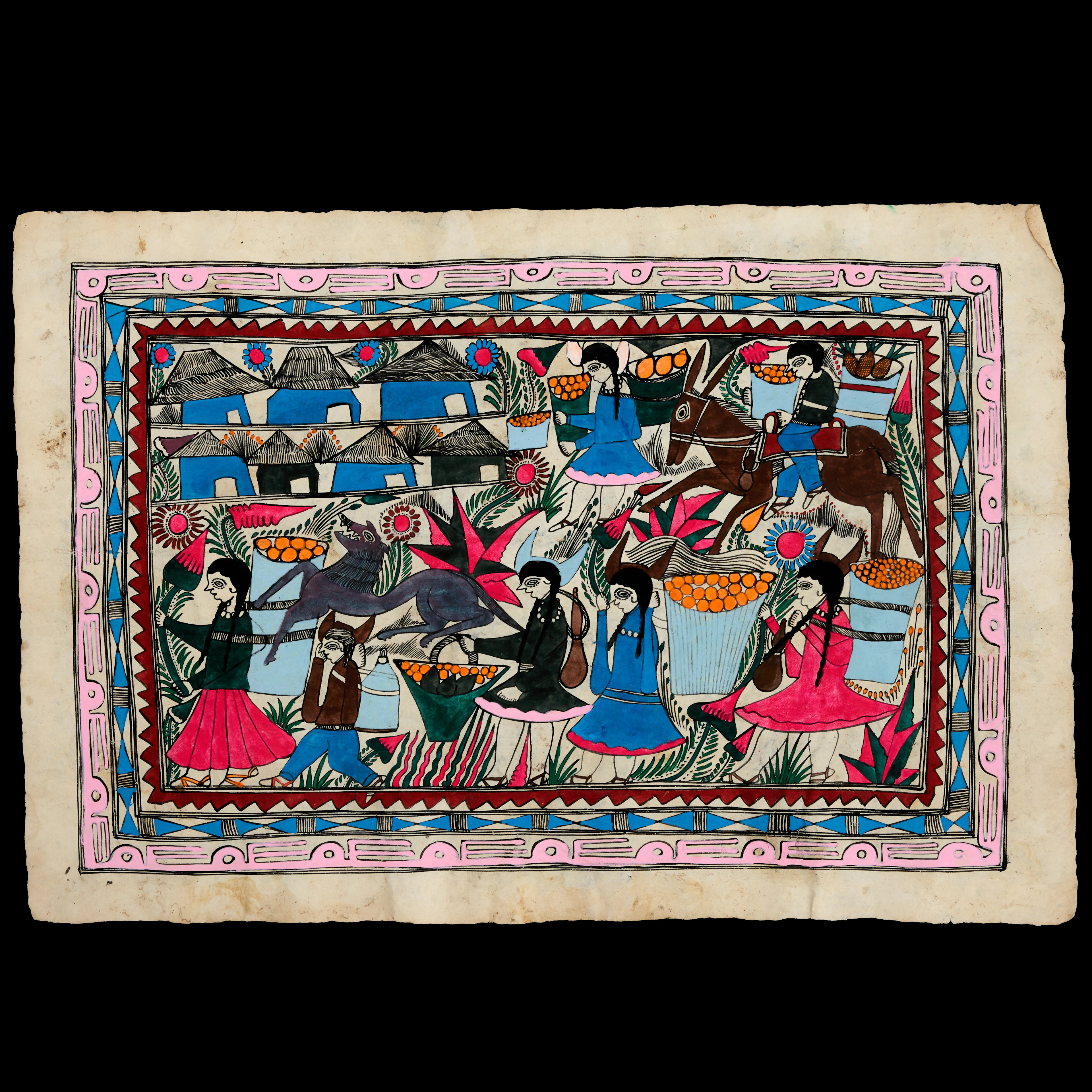 OKÄNDA KONSTNÄRER, 5 st blad, Mexikansk folkkonst, 1900-tal, osignerade