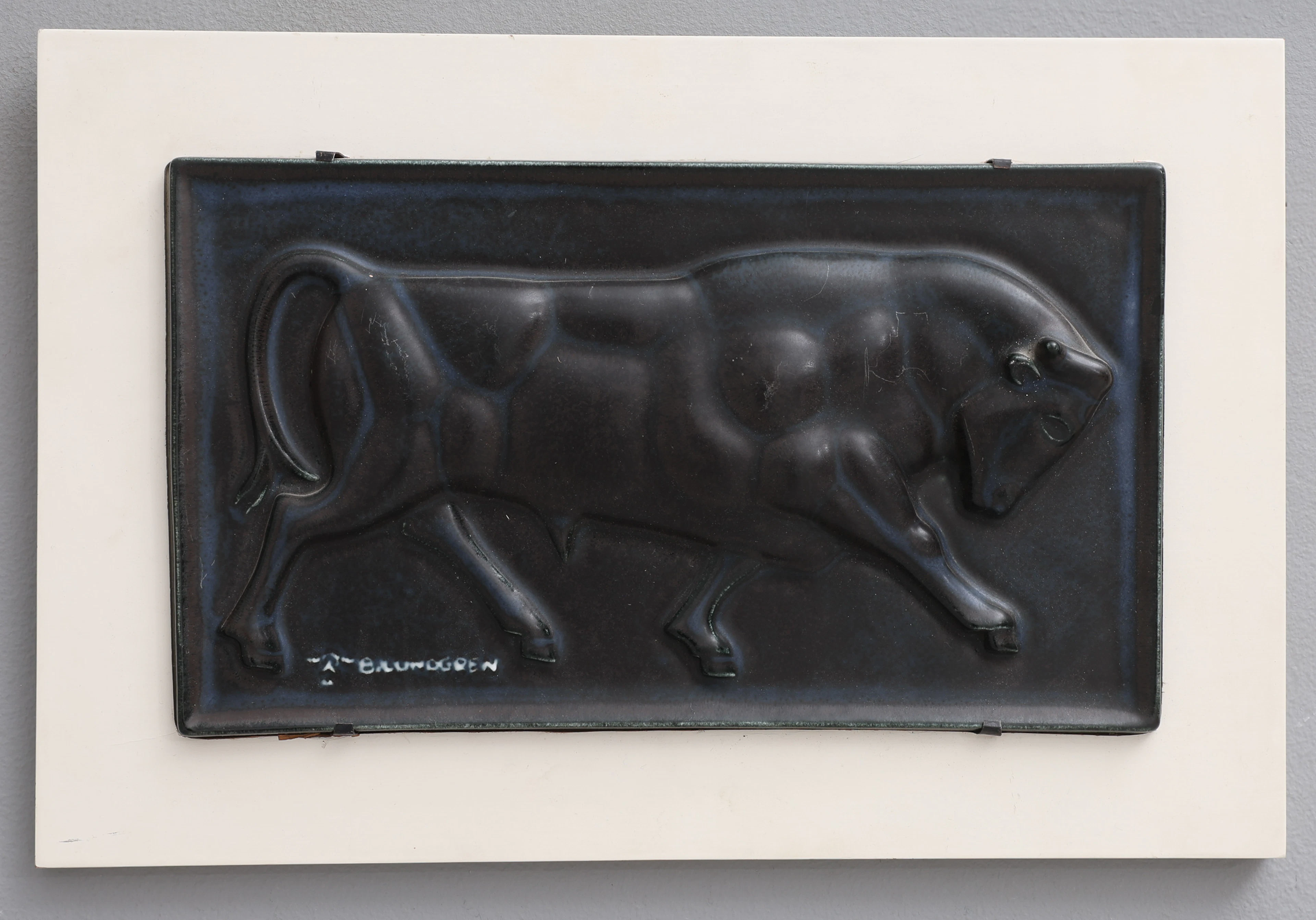 BERTIL LUNDGREN, RELIEF, TJUR, GLASERAT STENGODS, Rörstrand, 87/480.