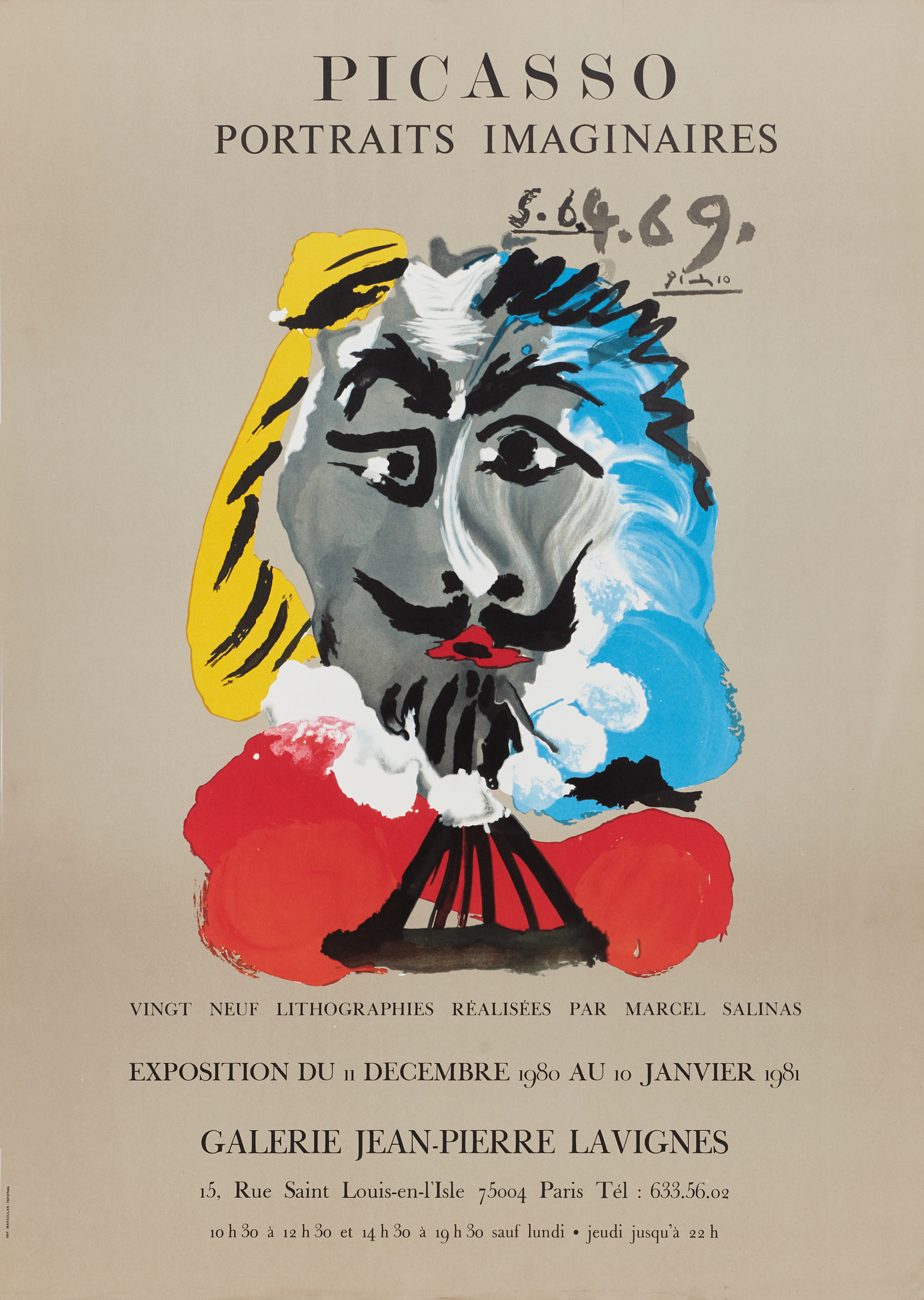 PABLO PICASSO. EFTER. Utställningsaffisch, "Portraits Imaginaires"