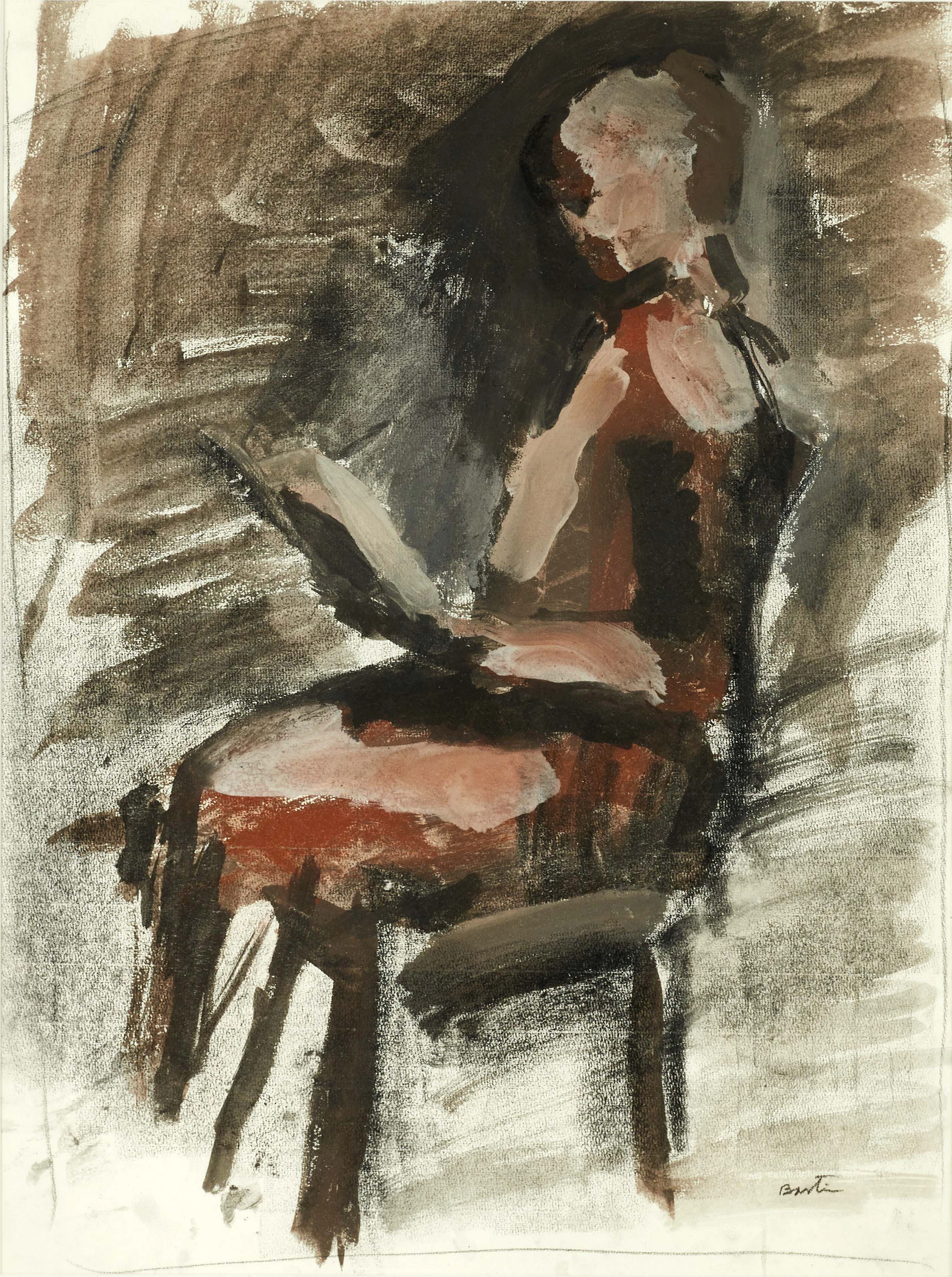 LOUIS BASTIN (Sverige, 1912–1979), Läsande kvinna, signerad Bastin