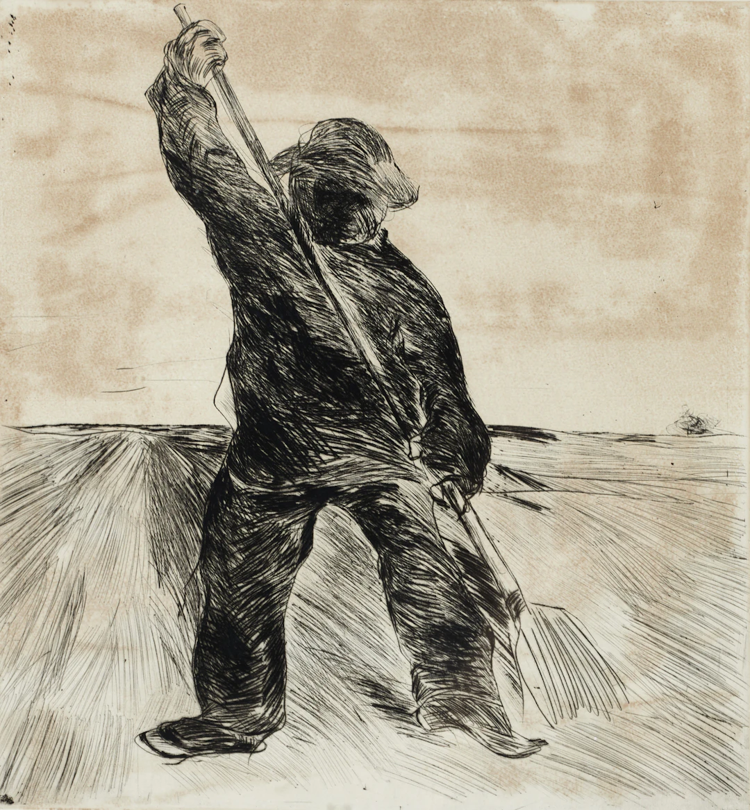 EVERT LUNDQUIST (1904-1994). "Bonden", 1959, signerad med blyerts