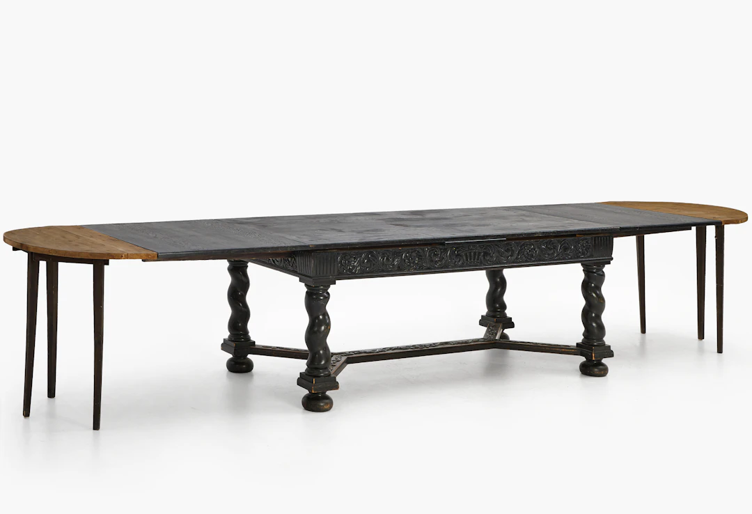 MATSALSBORD, 1900-talets första del, barockstil, svartmålad ek med