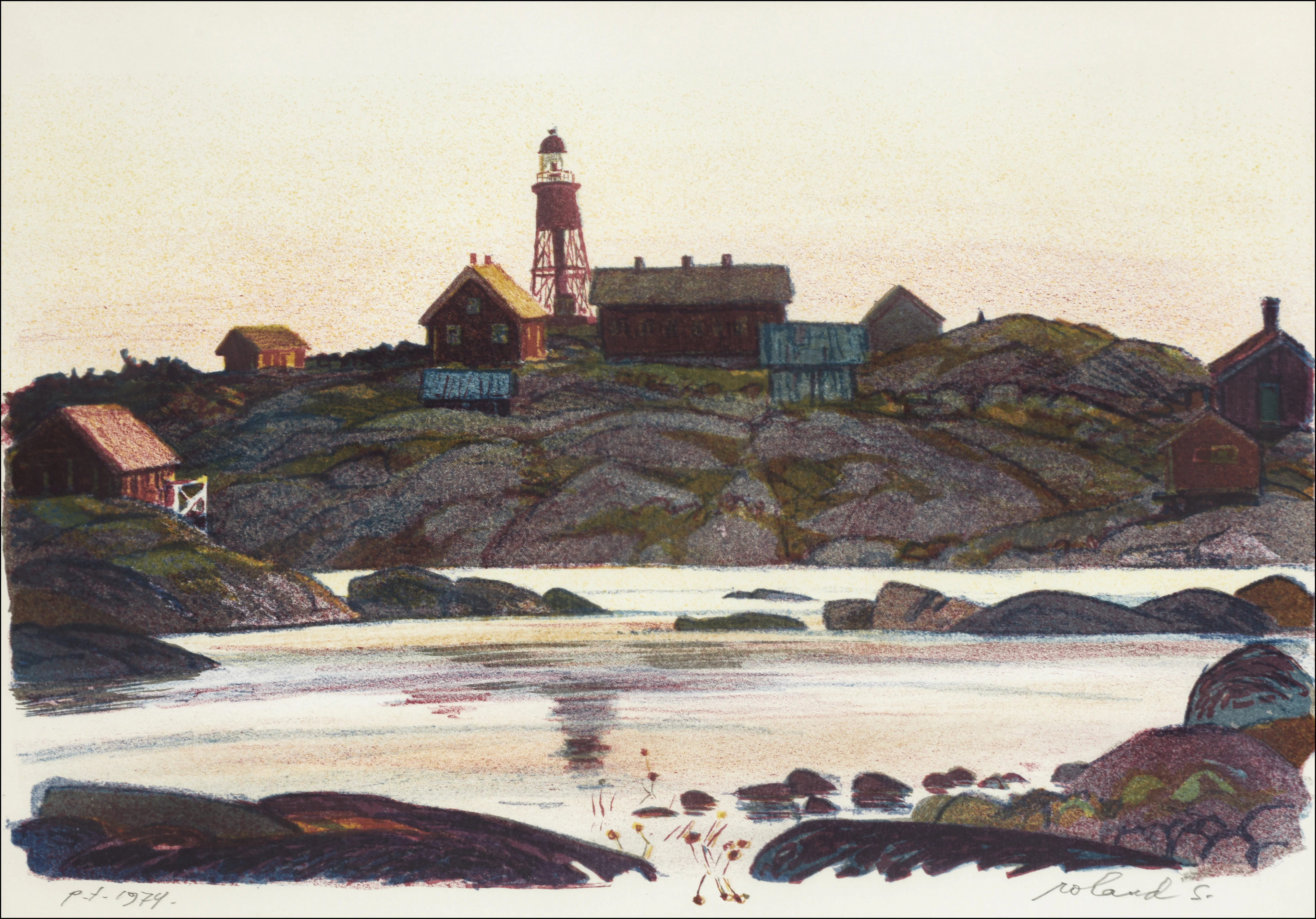 ROLAND SVENSSON (1910-2003). Svenska högarnas fyrplats, signerad och