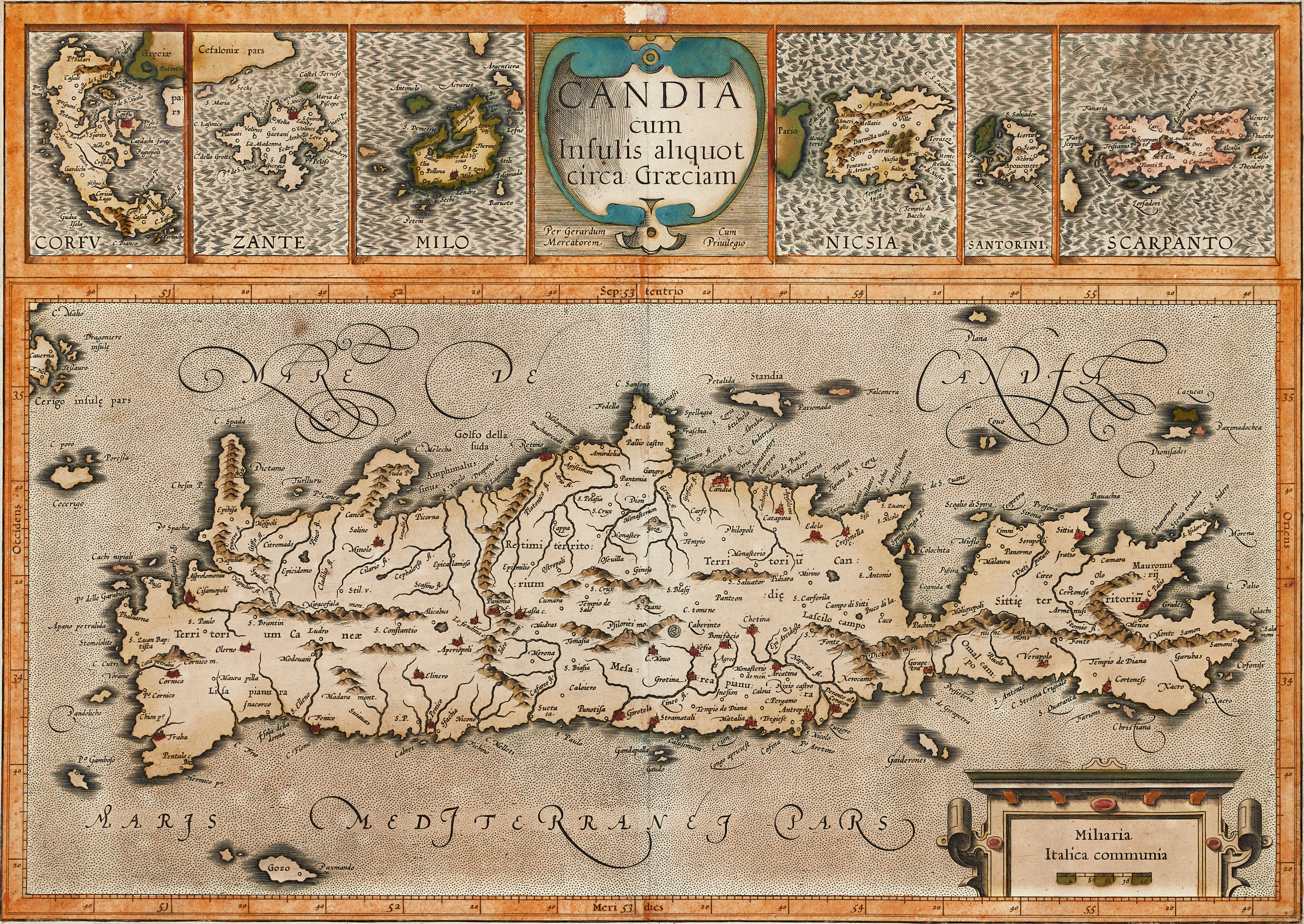MERCATOR/HONDIUS, Candia cum Insulis aliquot circa Græciam, 1619.