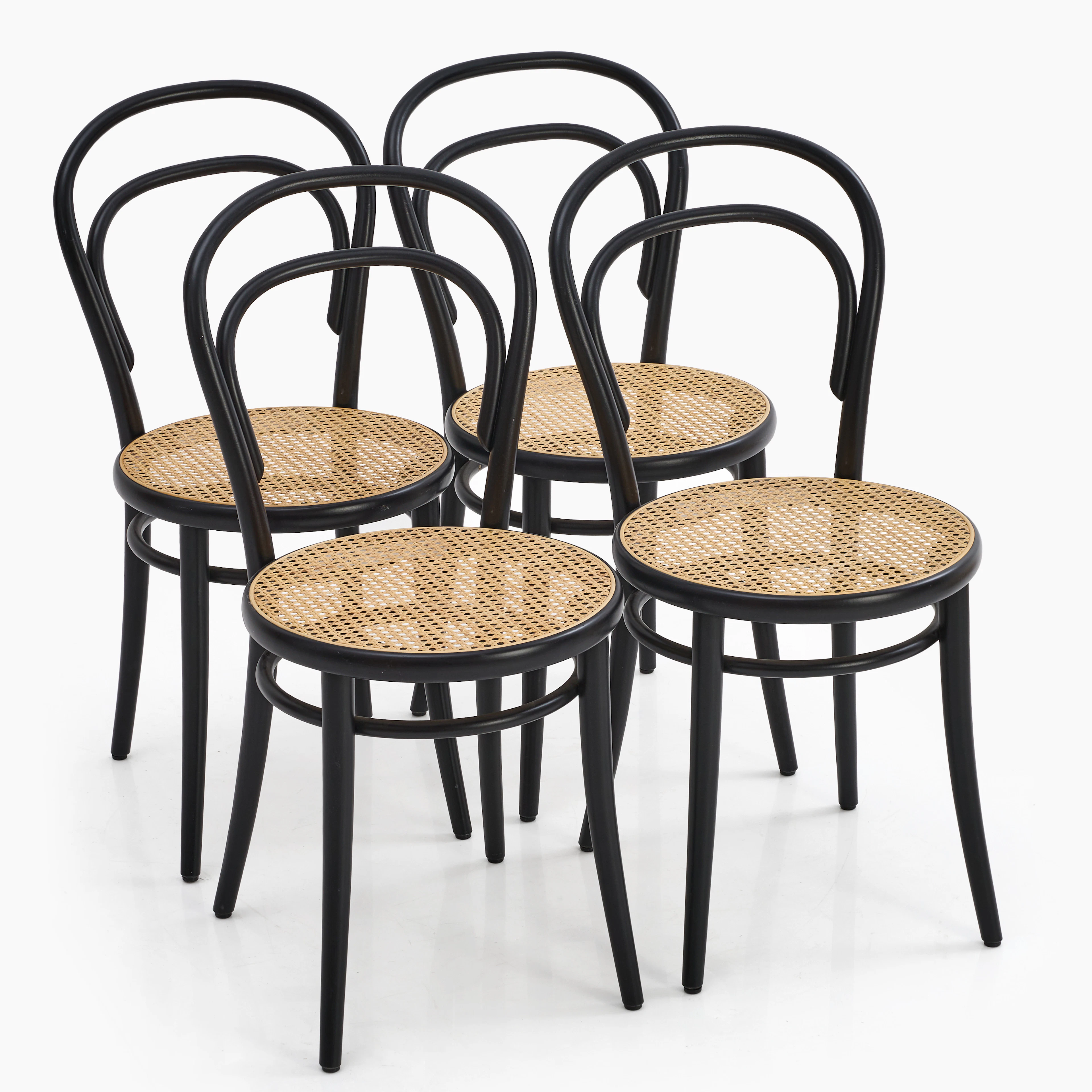 MICHAEL THONET. Stolar, 4 st, "Ton 14", samtida, TON, etikettmärkta