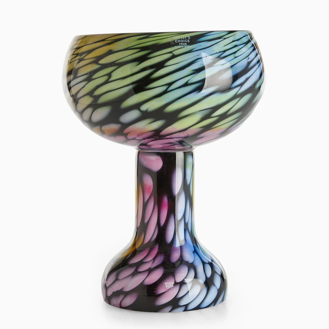 LUDVIG LÖFGREN. Skål på fot, Glas, signerad, 2000-tal.
