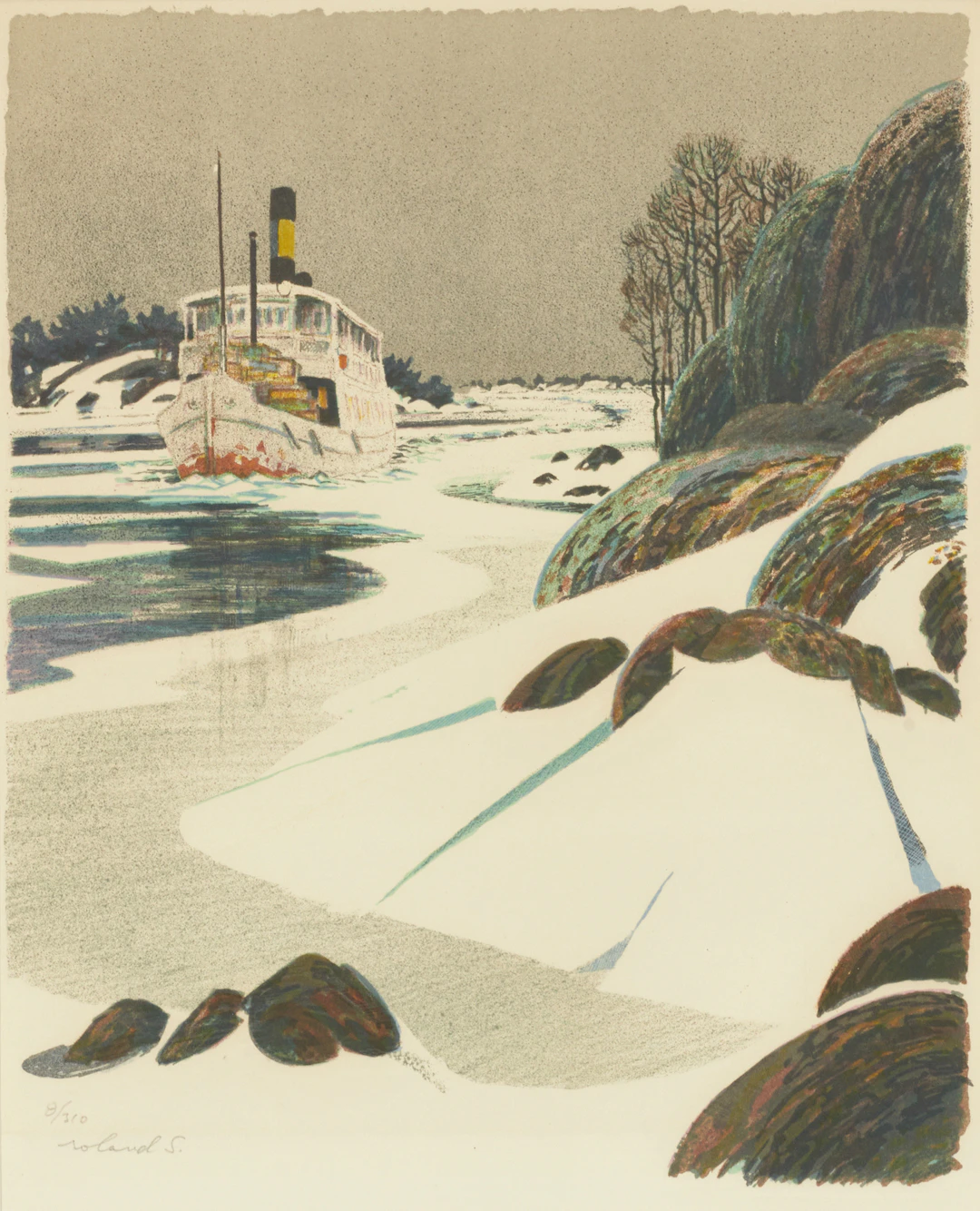 ROLAND SVENSSON (1910-2003). "Menföresbåten", signerad och numrerad