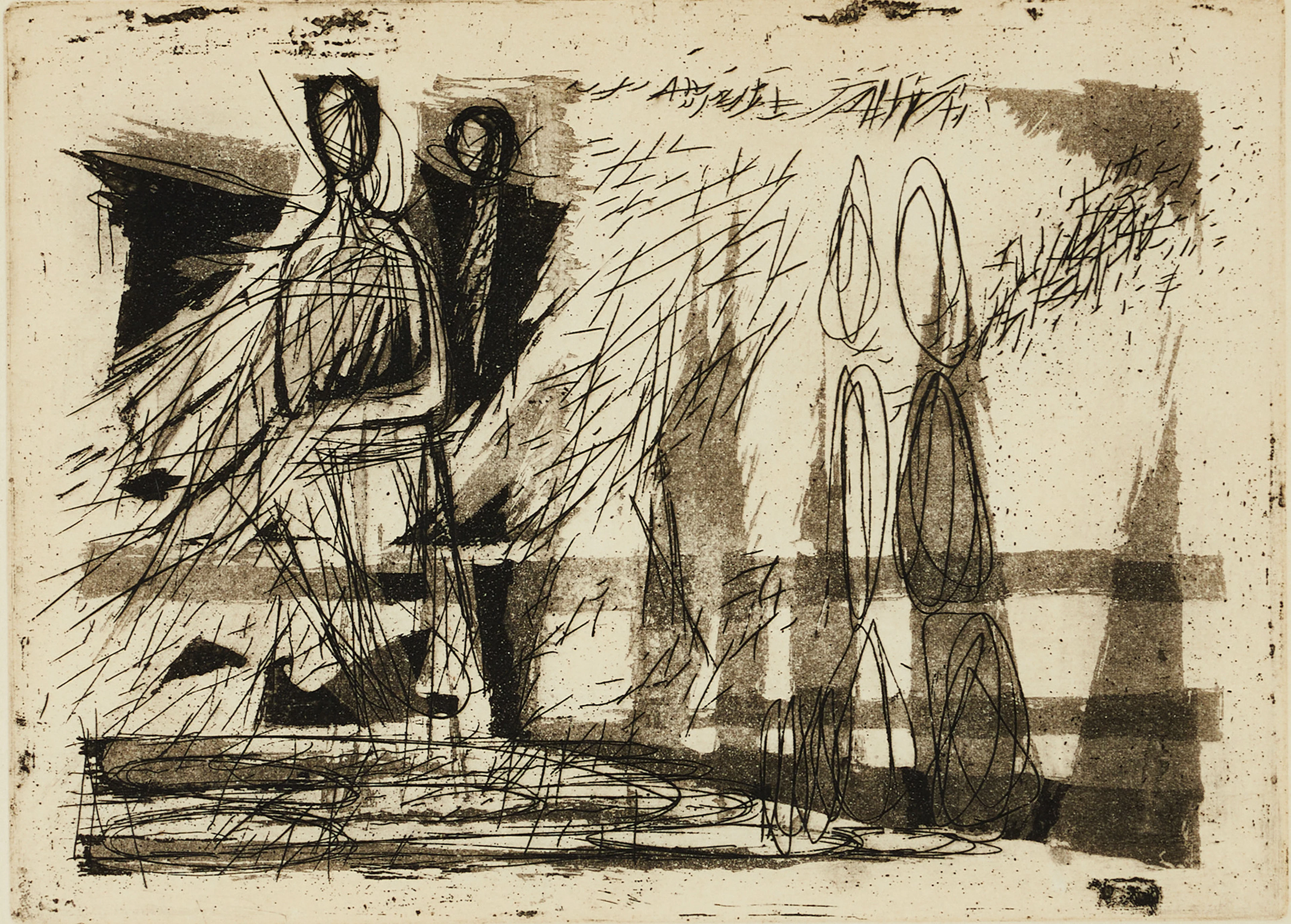 KARIN LUTS-ARUMAA (Estland/Sverige, 1904-1993). "Varjud", signerad, etsning.