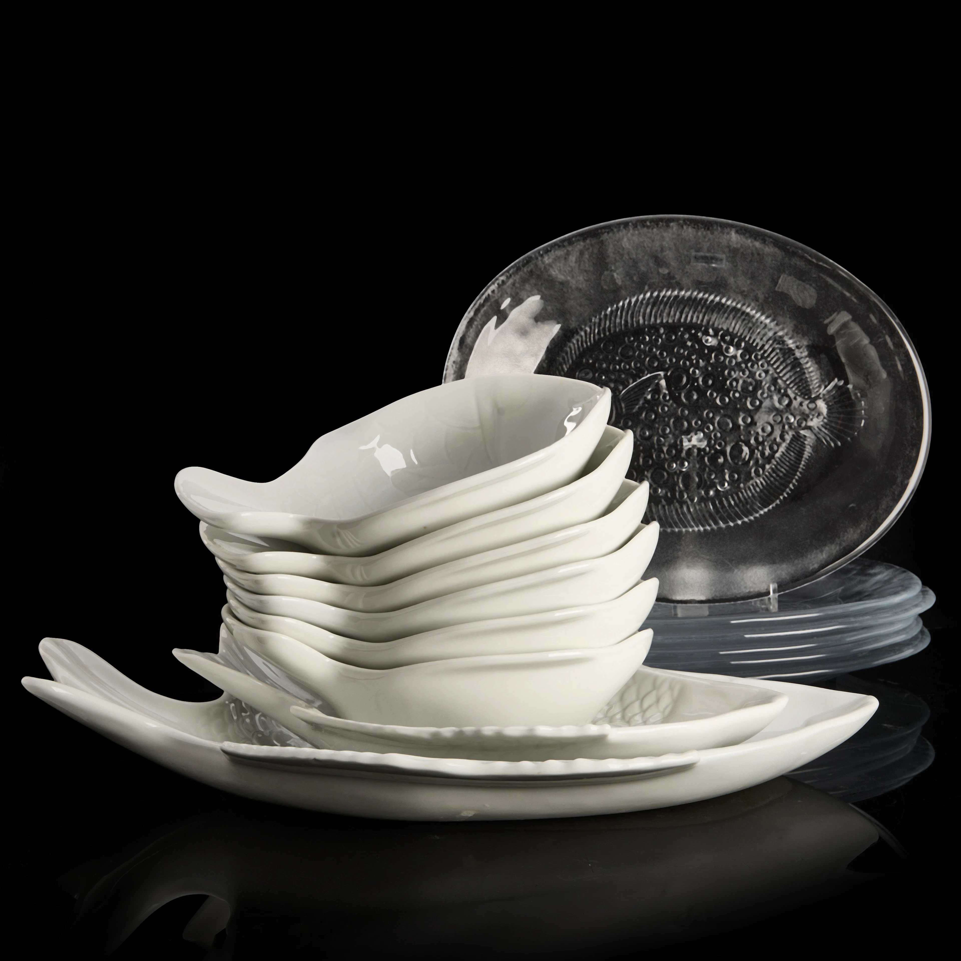 FISKSERVIS, 8 + 6 delar, Dansk International Designs, Kosta Boda