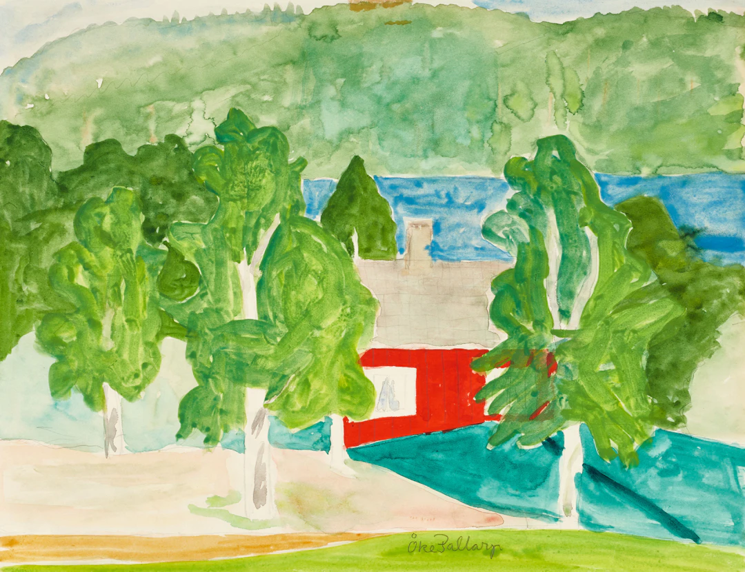 ÅKE PALLARP (1934-2013). "Åls Rexbo", signerad, akvarell.