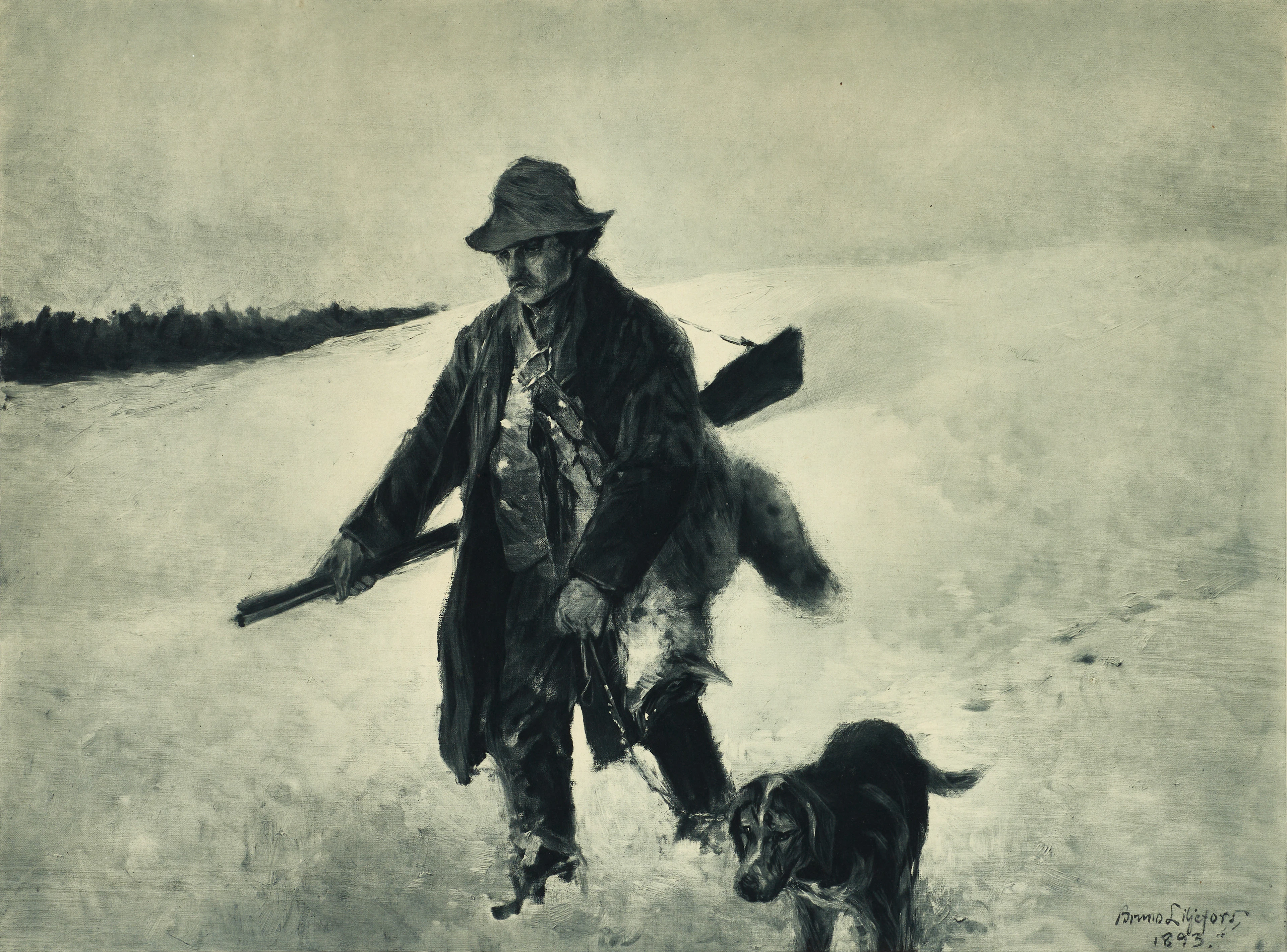 BRUNO LILJEFORS (1860-1939). Efter. "Rävjägaren", O. Felsing för Fritz