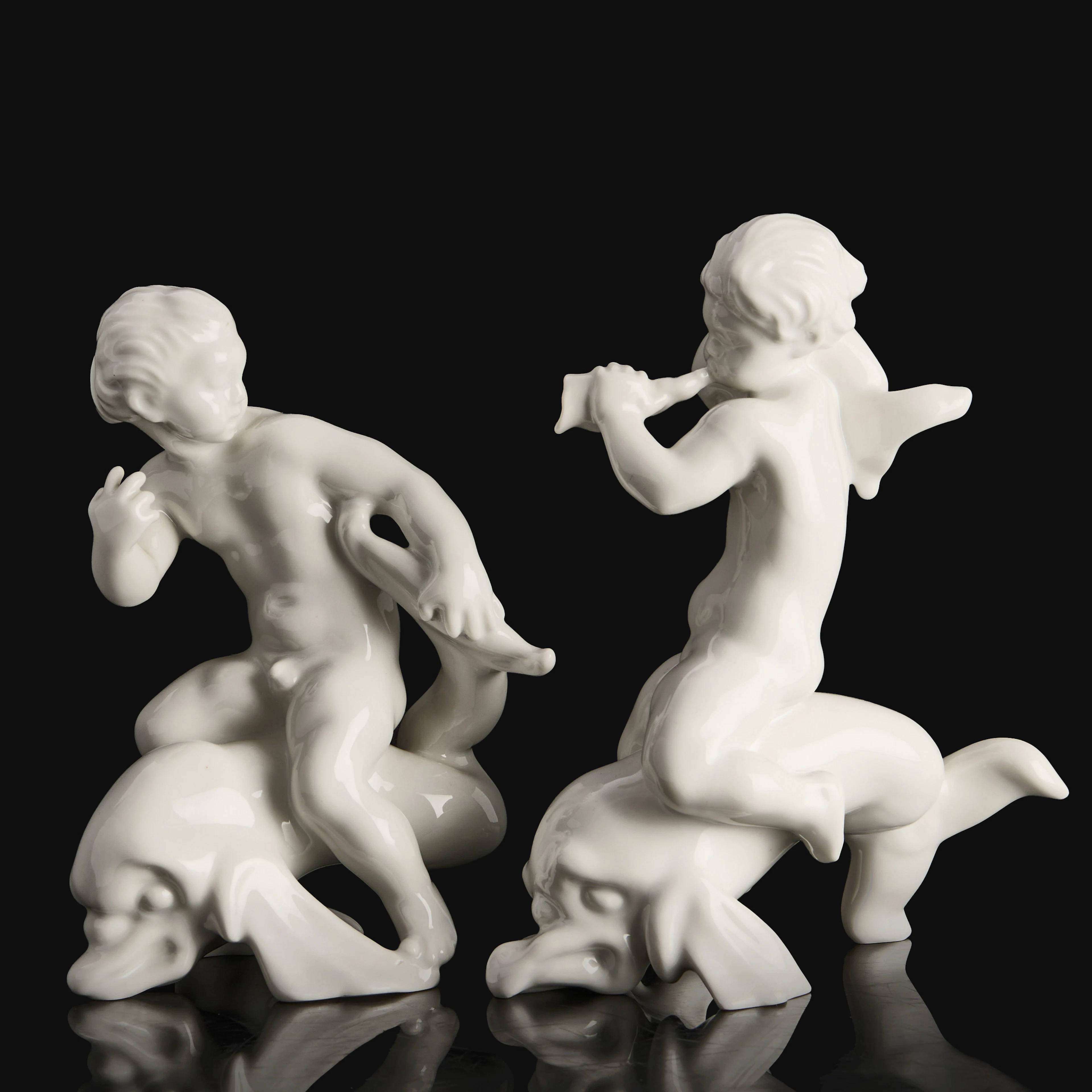 KAI NIELSEN. Figuriner, 2 stycken, porslin, Bing & Gröndahl, Danmark, signerad.