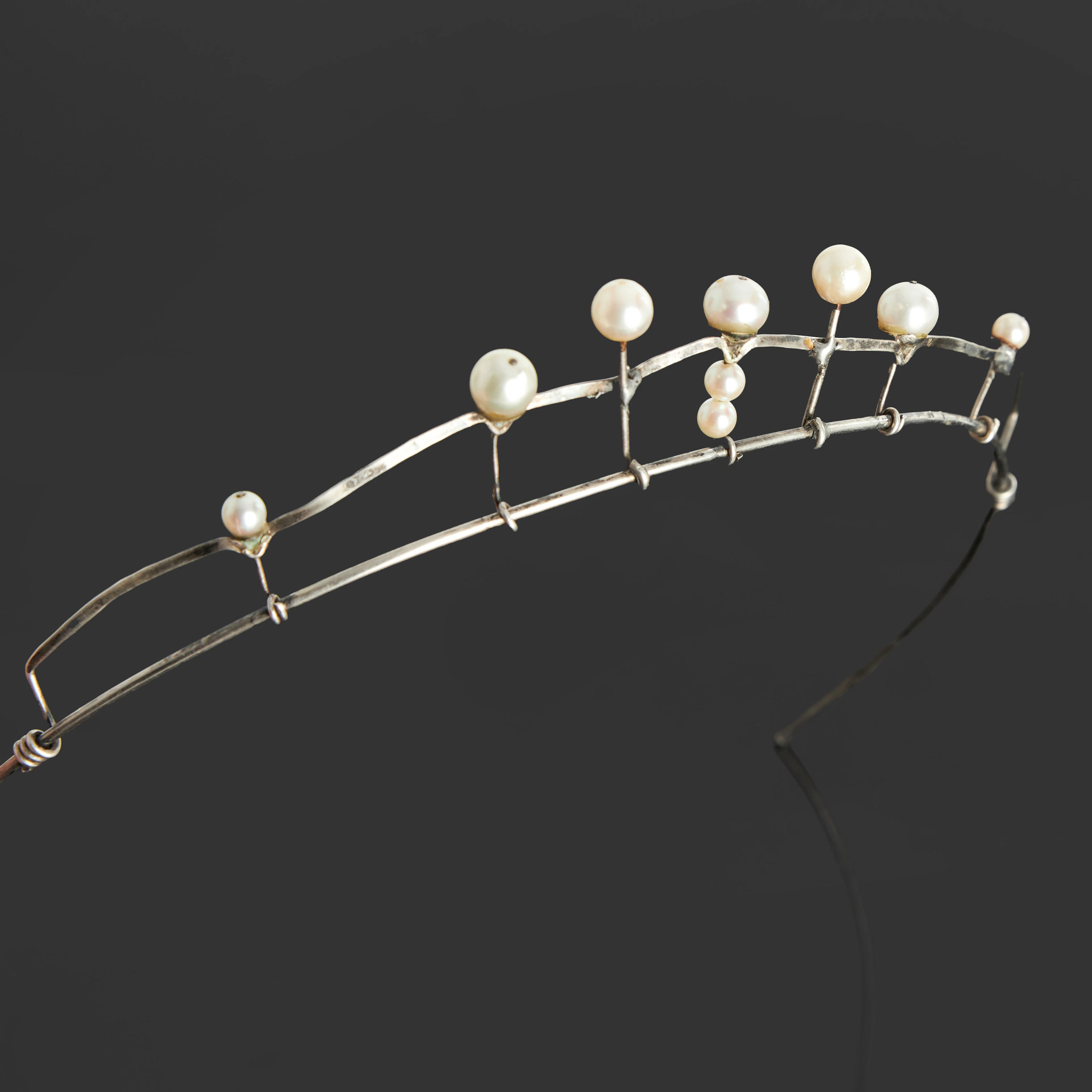 TIARA/DIADEM, silver, pärlor, Atelje Chanson Hugo Janzon, 1959, Stockholm.