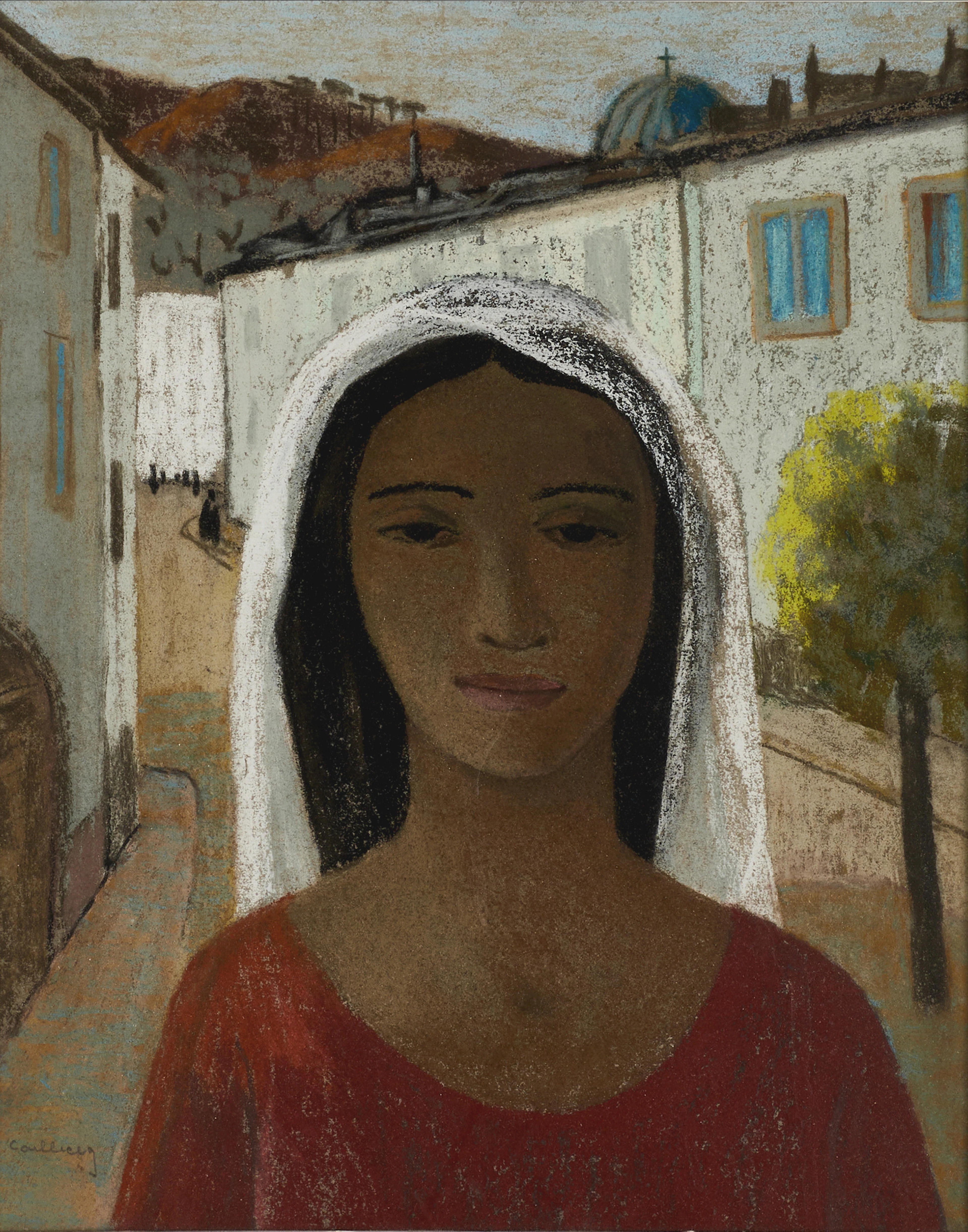 BENGT CARLBERG (1897-1967). "Flicka från Antibes", signerad, pastell.