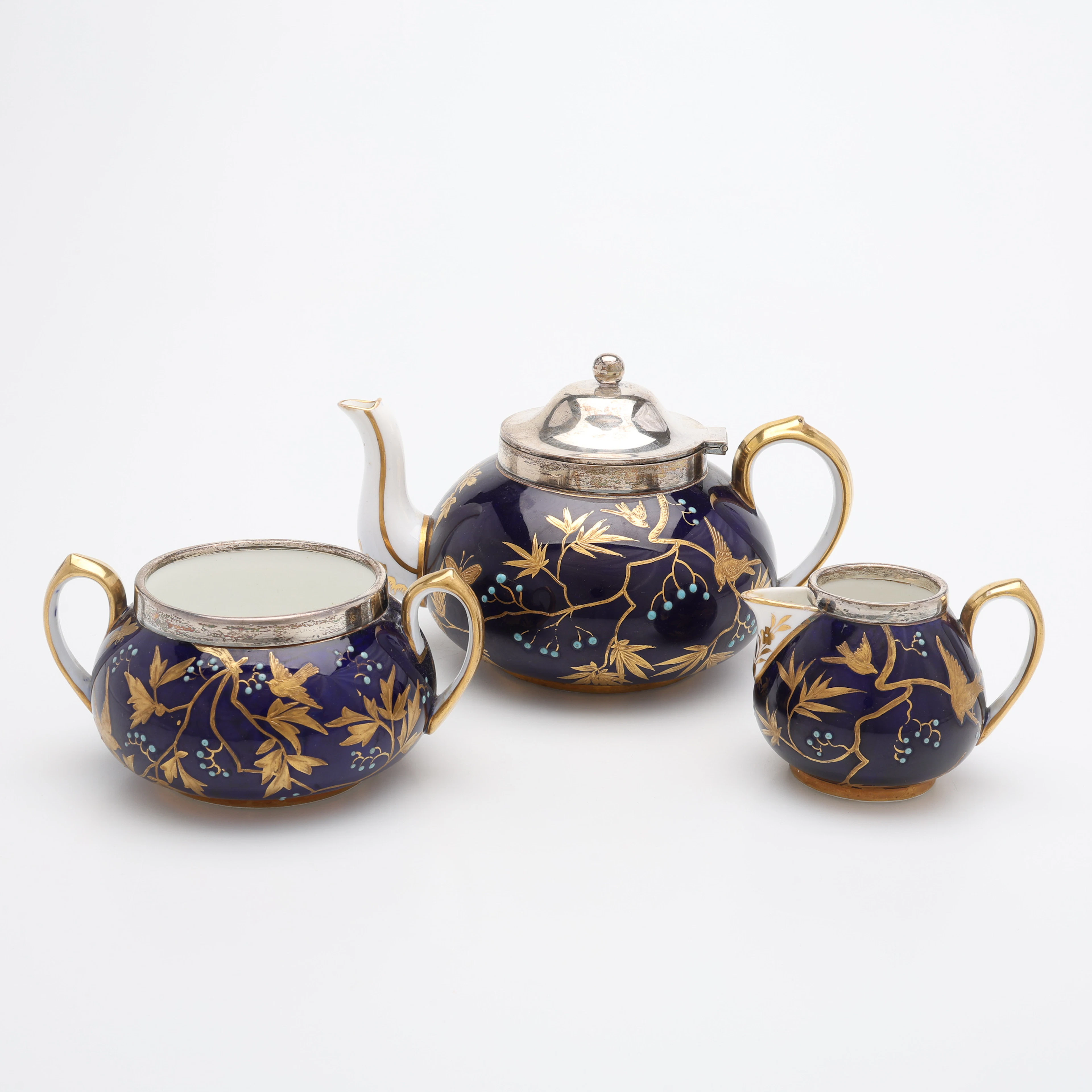 TESERVIS, 3 DELAR, PORSLIN & SILVER, W.T. COPELAND, ENGLAND, 1800-TALETS
